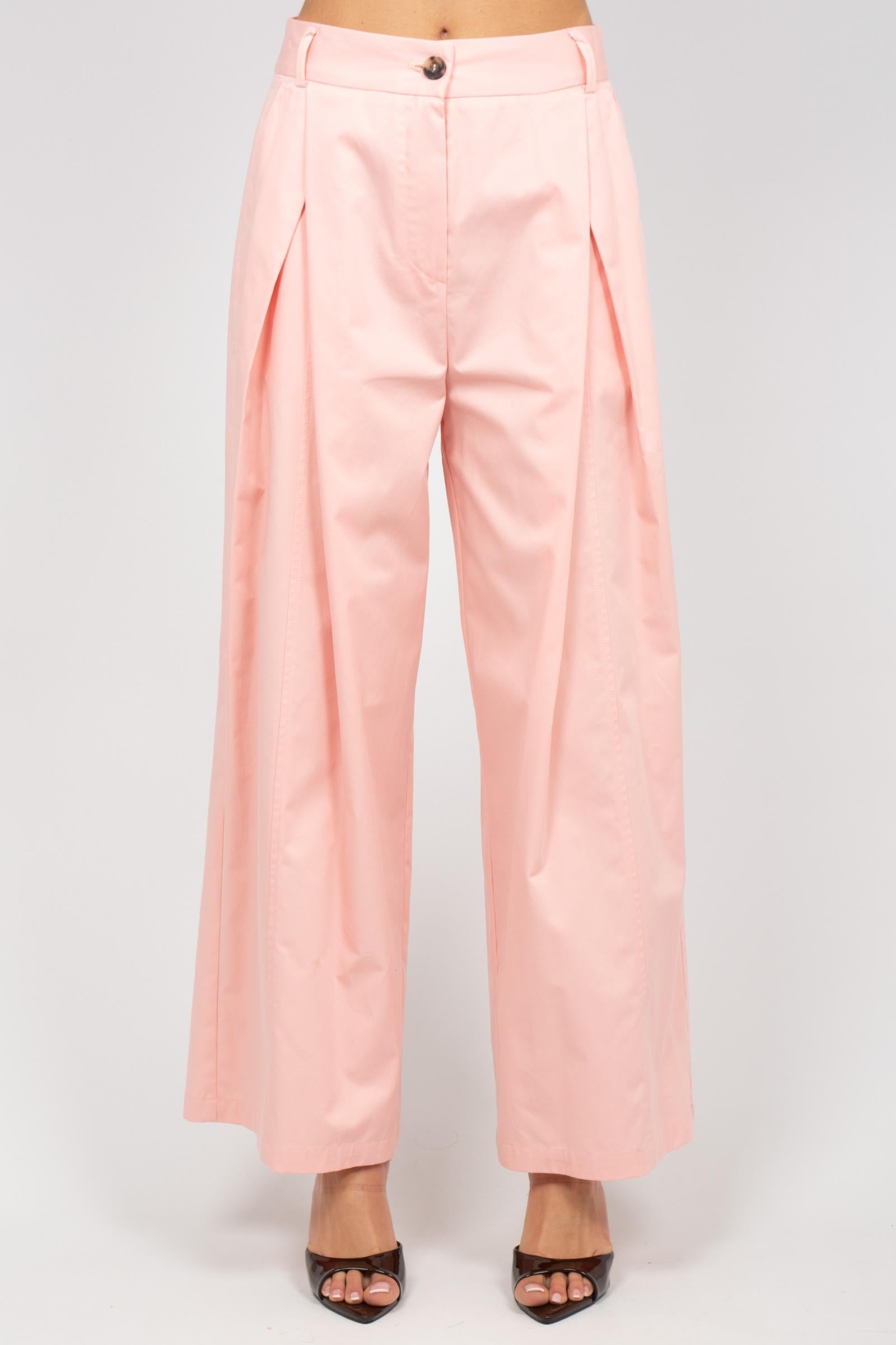 pantalone in popeline di cotone M1AB0085 PINK SOLOTRE 