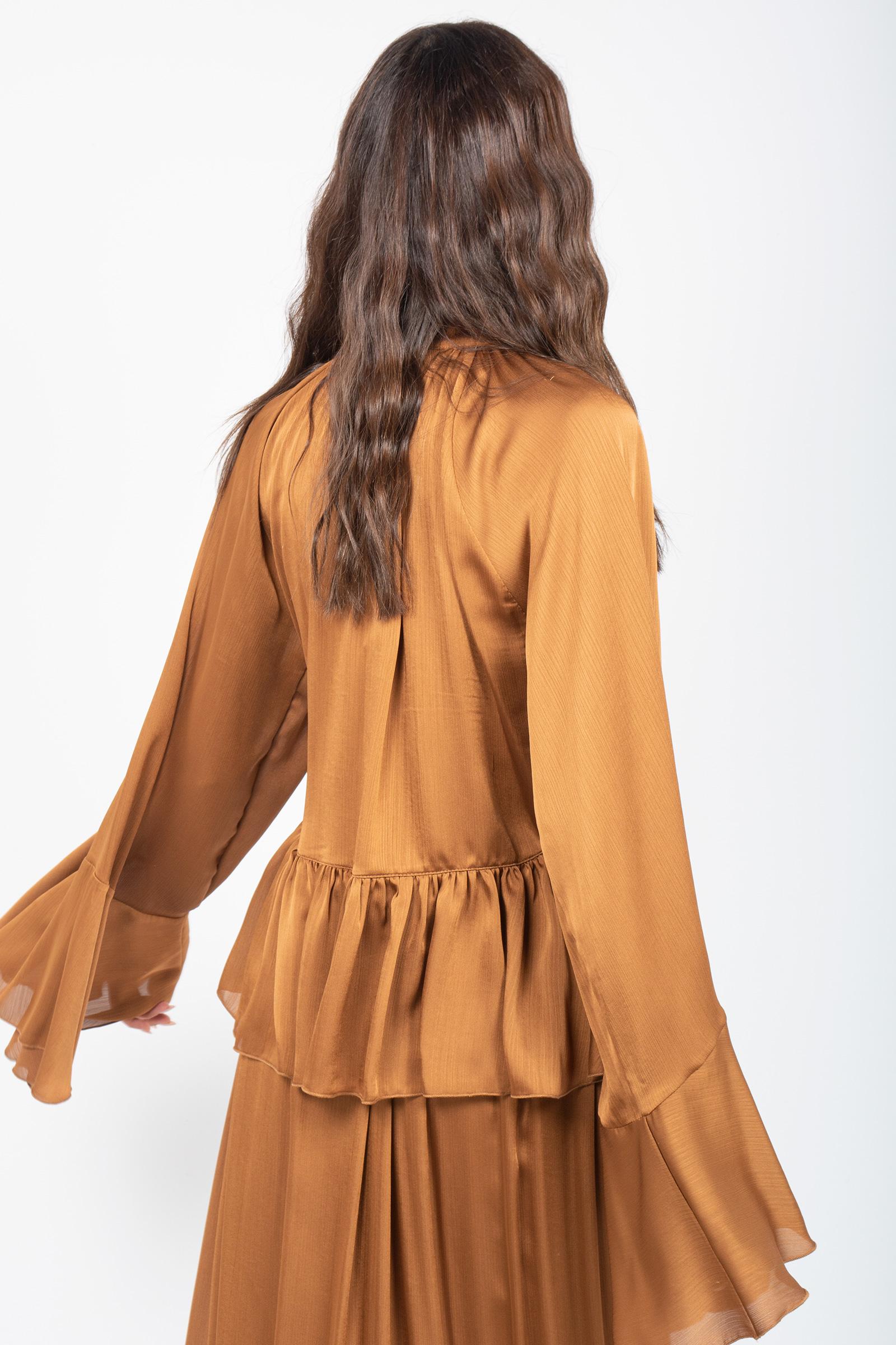 camicia oversize con balza CA586ART15107 CHOCOLAT ACTUALEE 