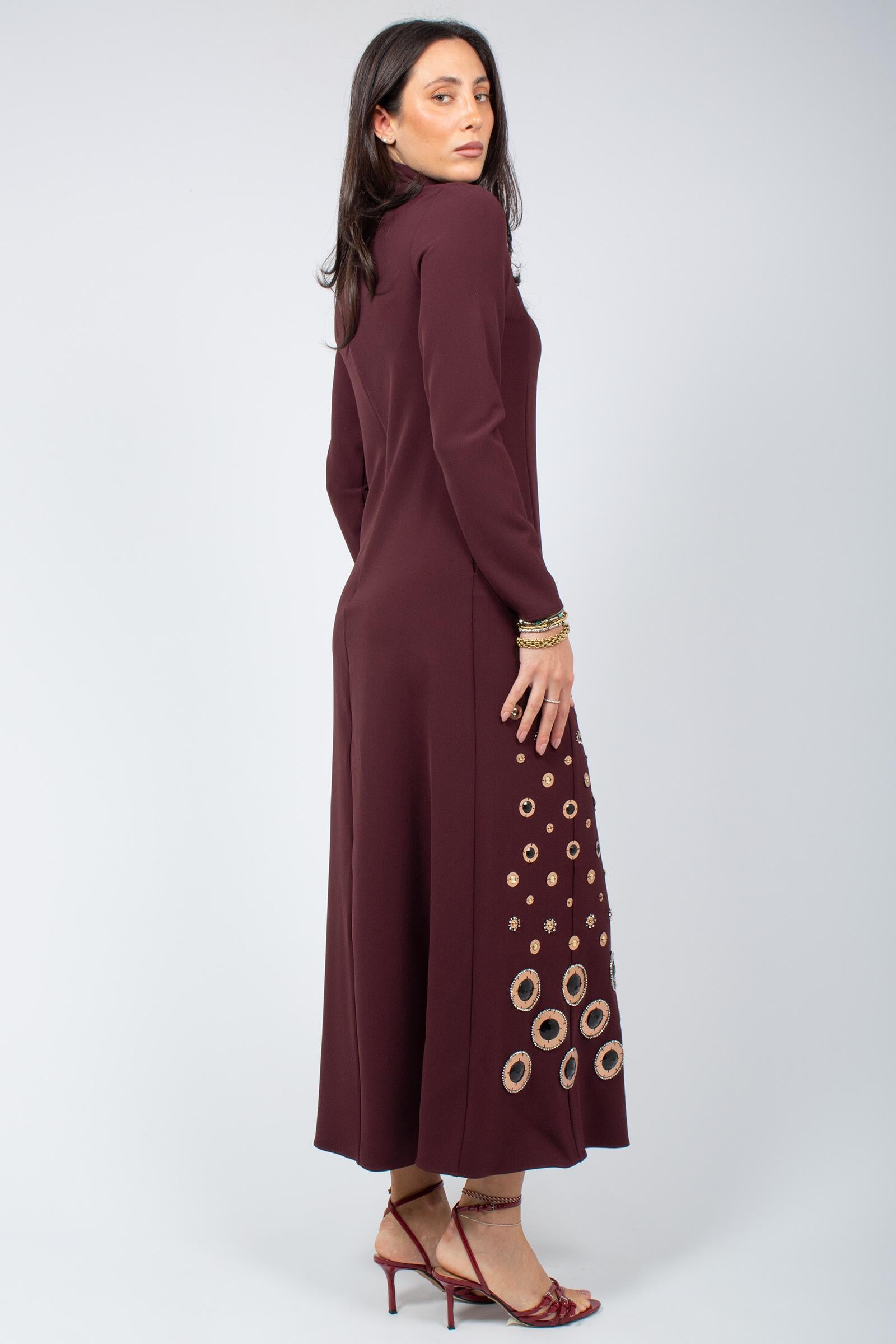 abito lungo con ricamo disco JF668450657 50022 MALIPARMI 