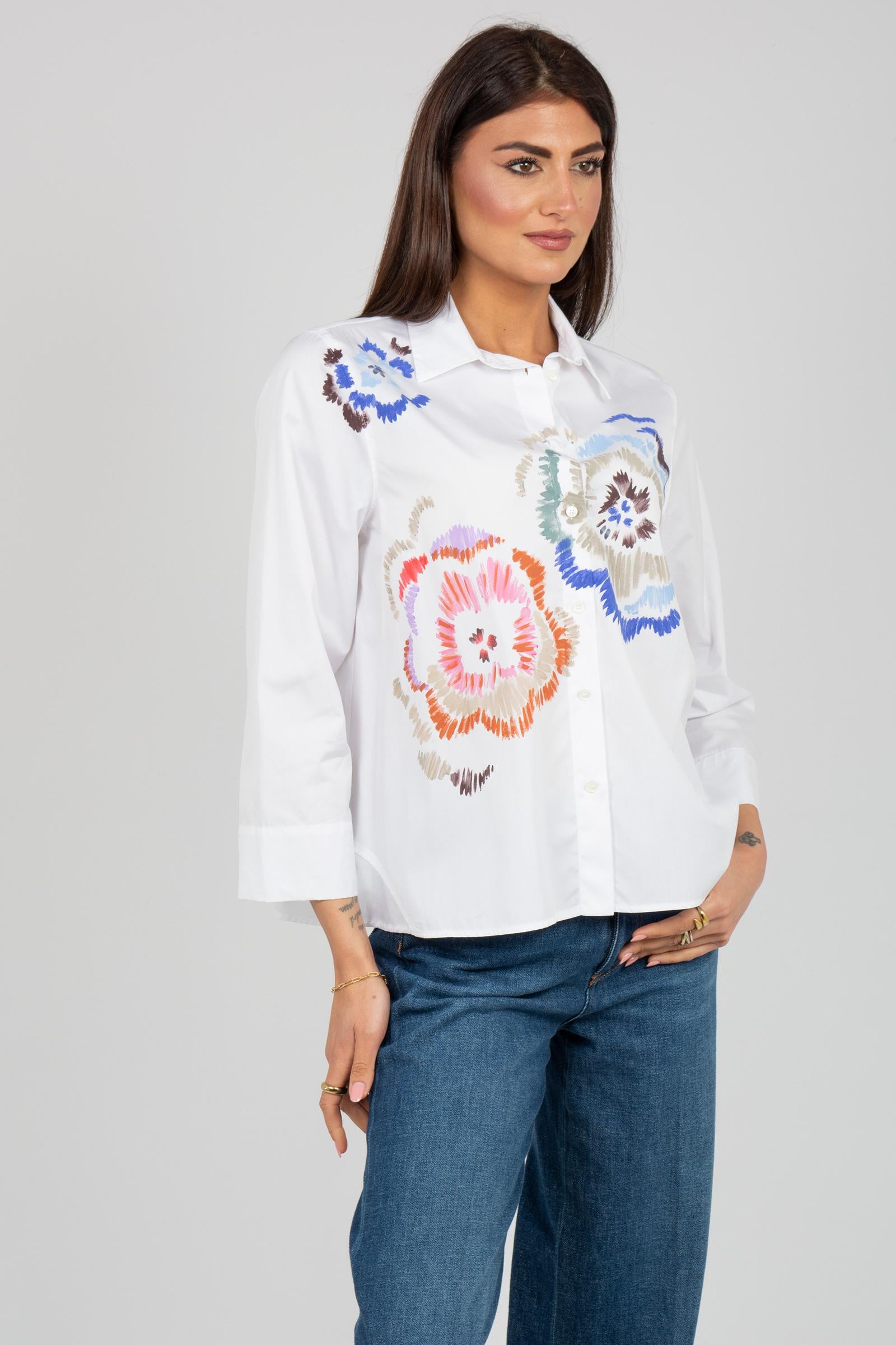 camicia in cotone con stampa S7459BH390 01 ROSSO 35 