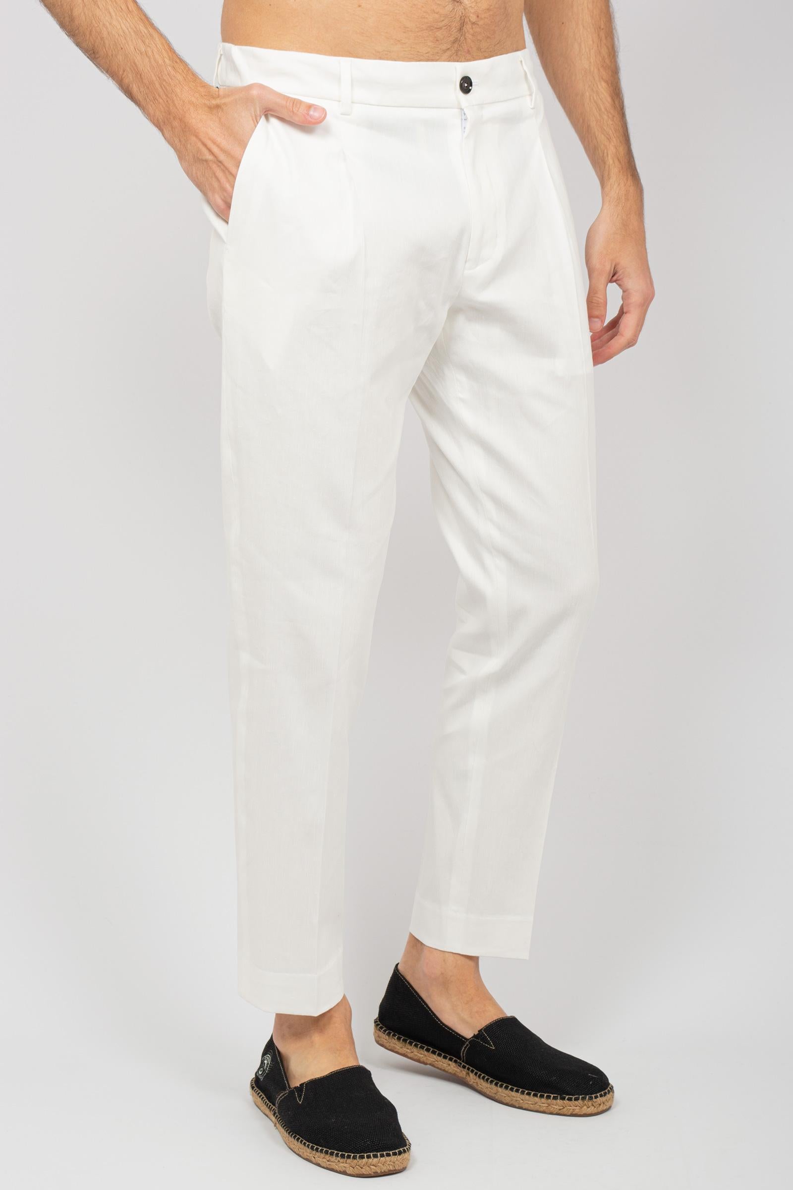 pantalone con coulisse in misto cotone 'riccardo regular' RICCARDOREGULARSLAQ AVORIO BE ABLE 