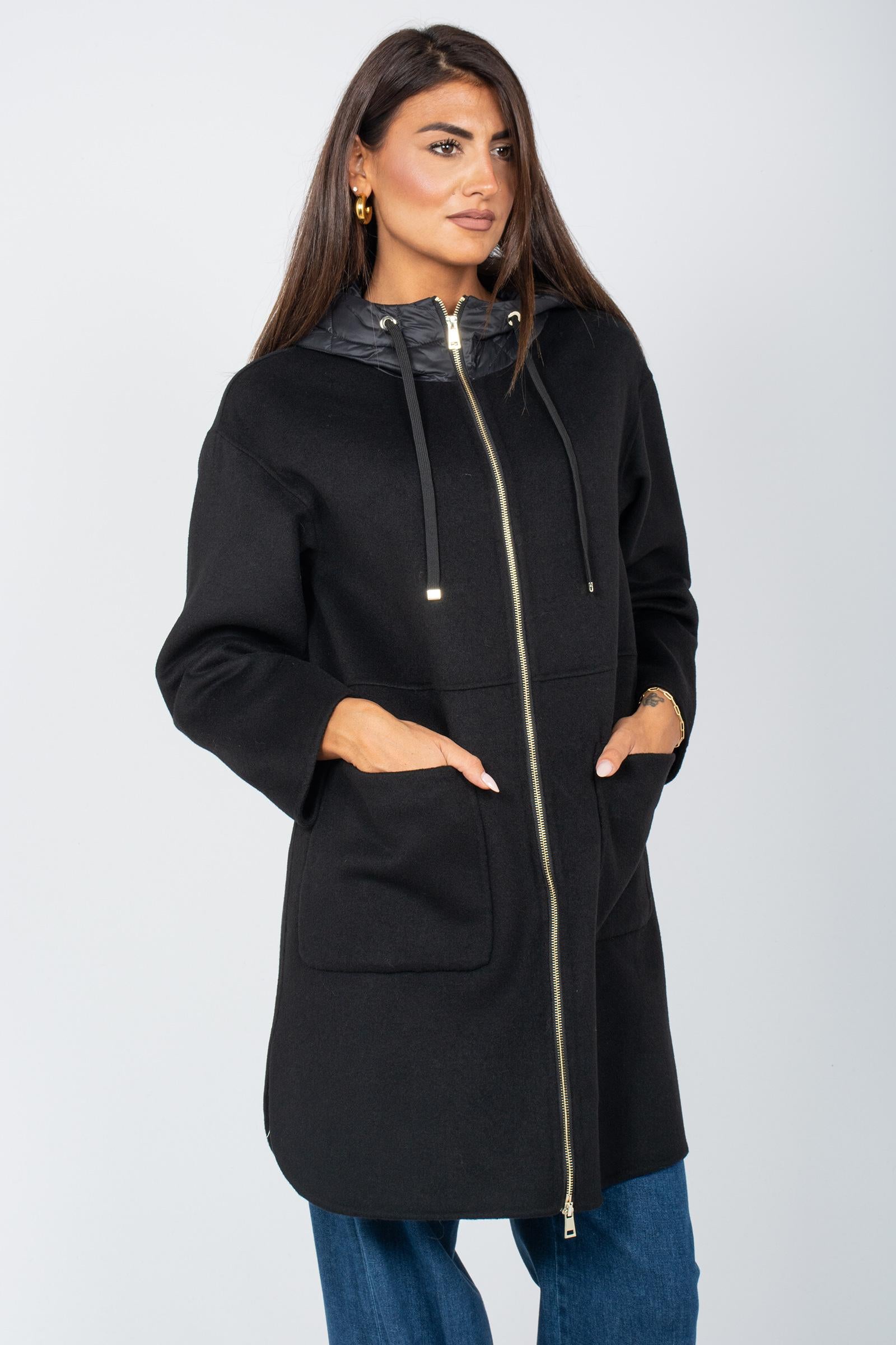 piumino in nylon e panno CP705ATOS NERO SANGERMANO 