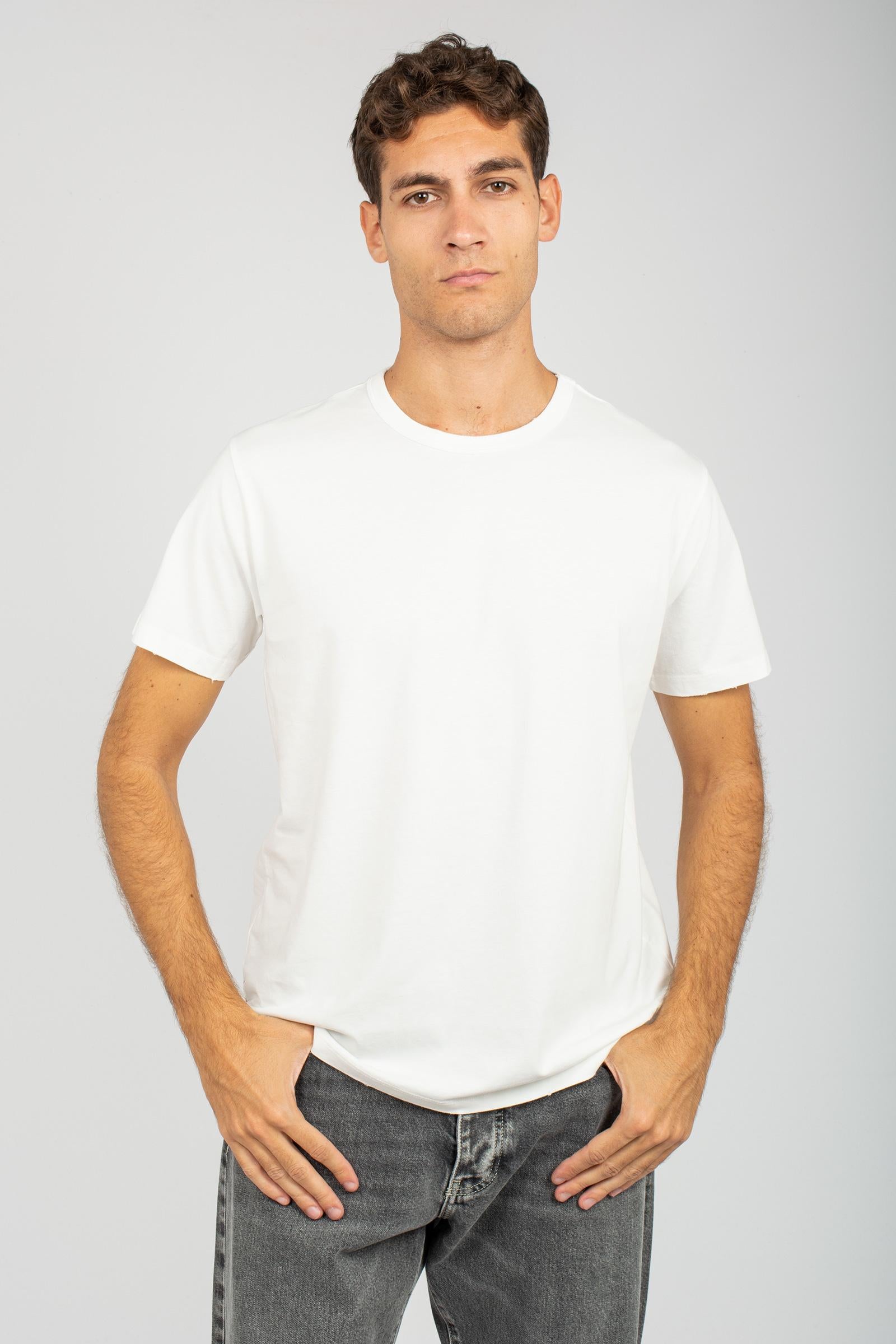 t-shirt in cotone B6F0042 NATURALE AMARANTO 