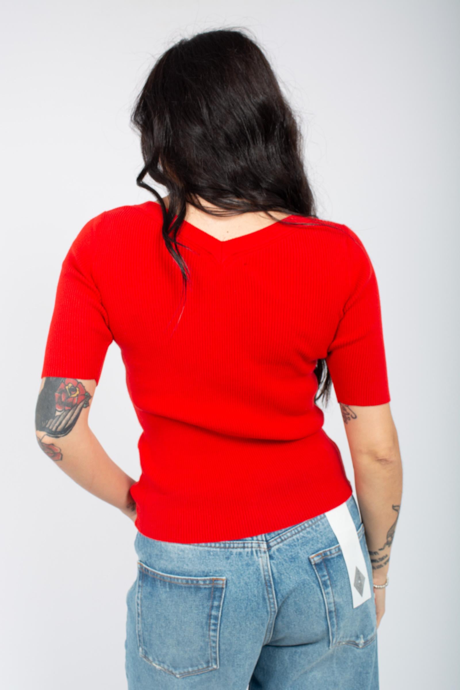 t-shirt a costine M3D0002D ROSSO SOLOTRE 