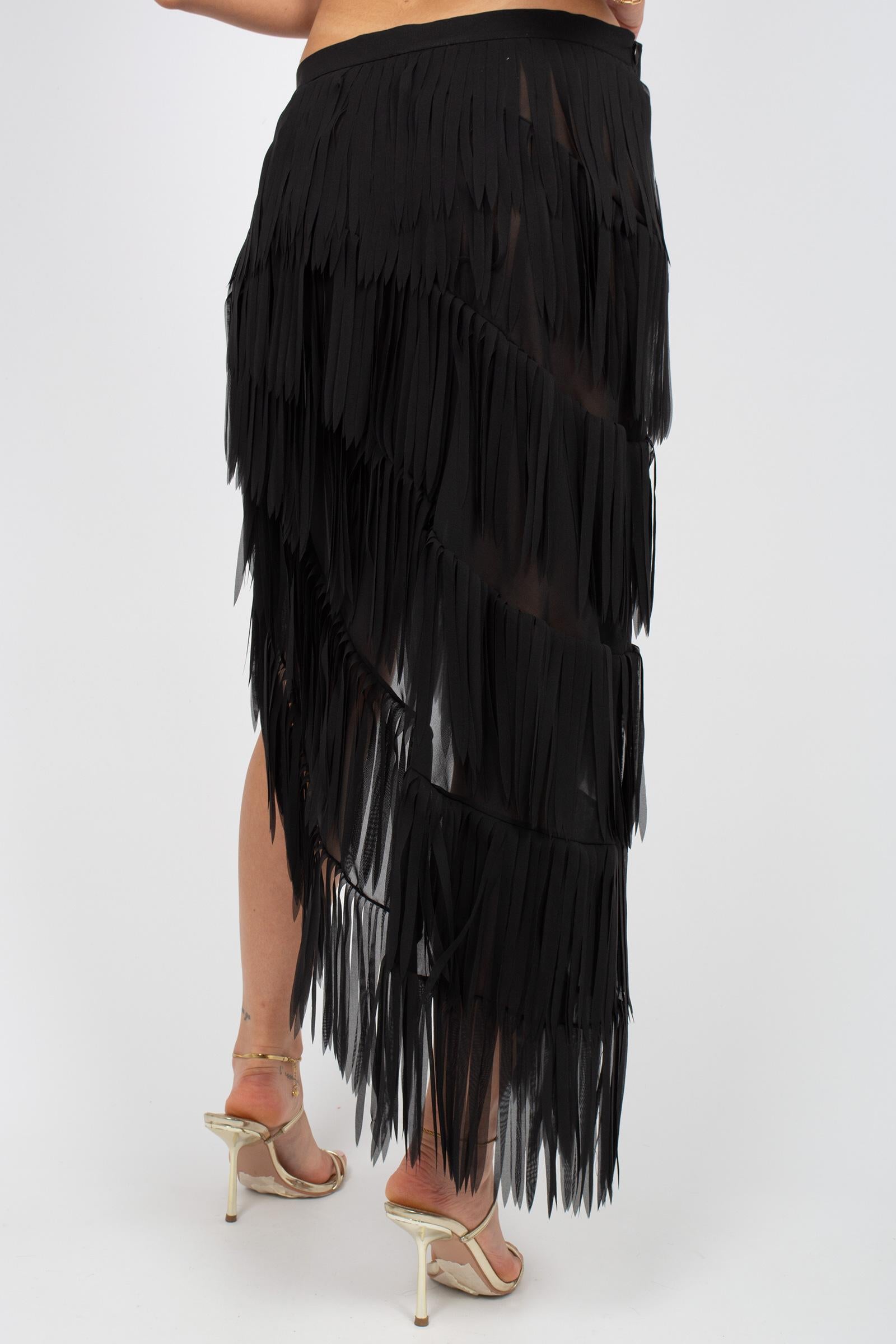 gonna in georgette con frange 'melania' P6SS02 Y69 ERIKA CAVALLINI 