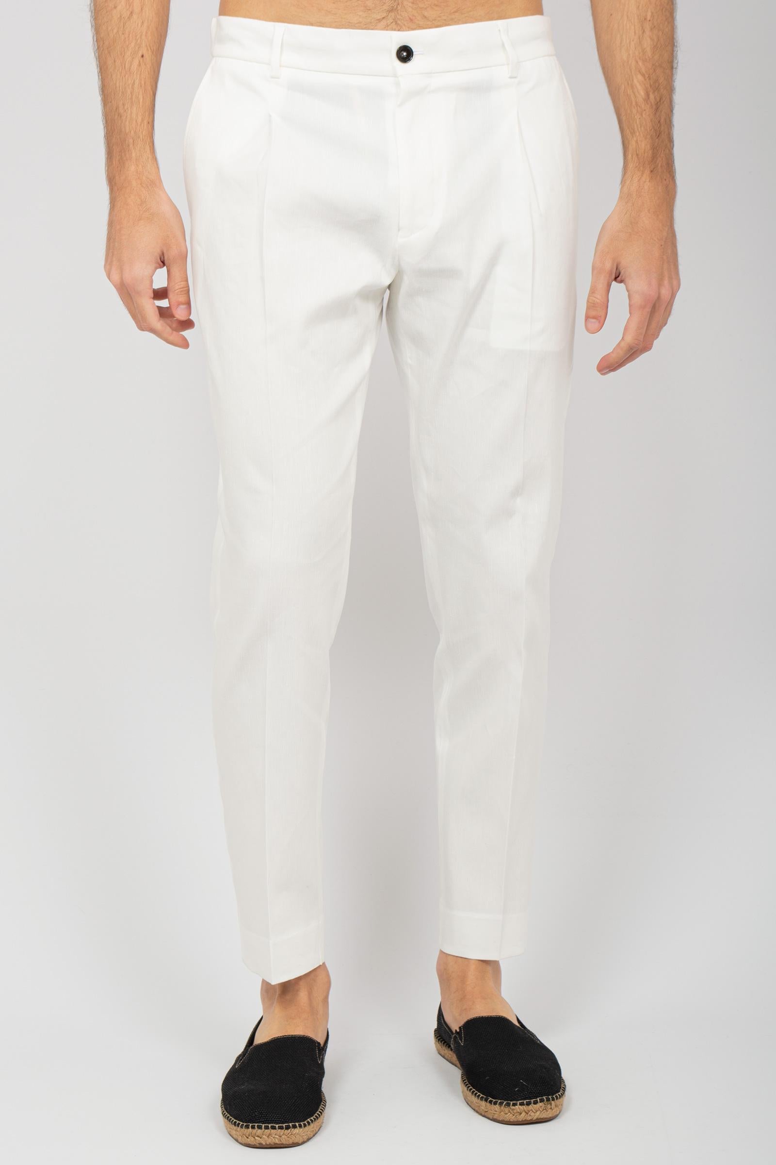 pantalone con coulisse in misto cotone 'riccardo regular' RICCARDOREGULARSLAQ AVORIO BE ABLE 