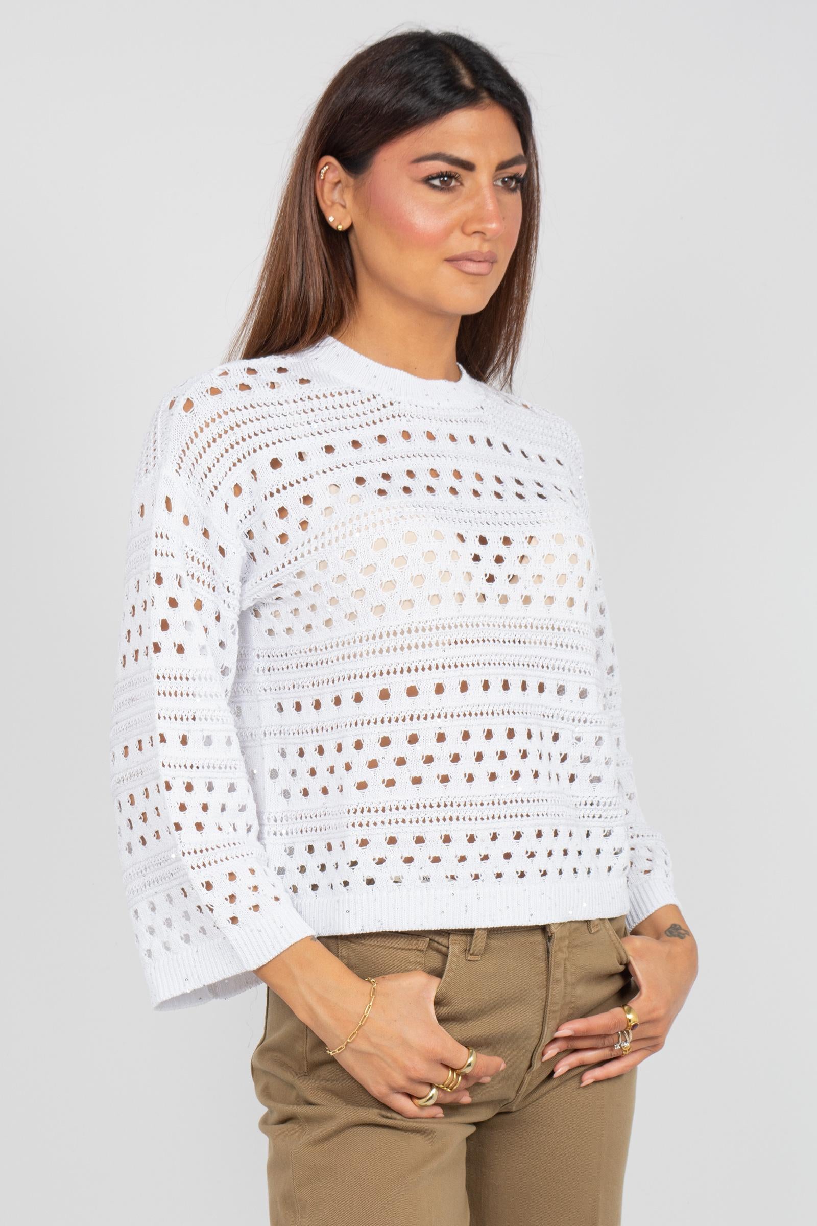 girocollo in cotone ricamato SS260732400 001 PUROTATTO 