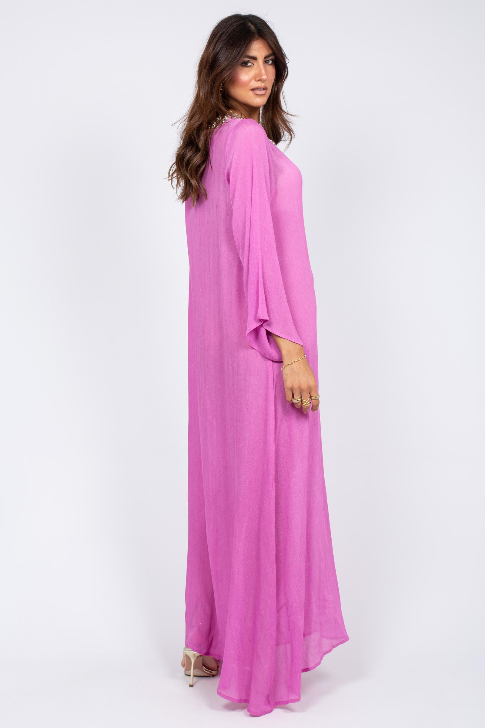 tunica in chiffon con ricamo MS2617 LILAC MIRIAM STELLA 