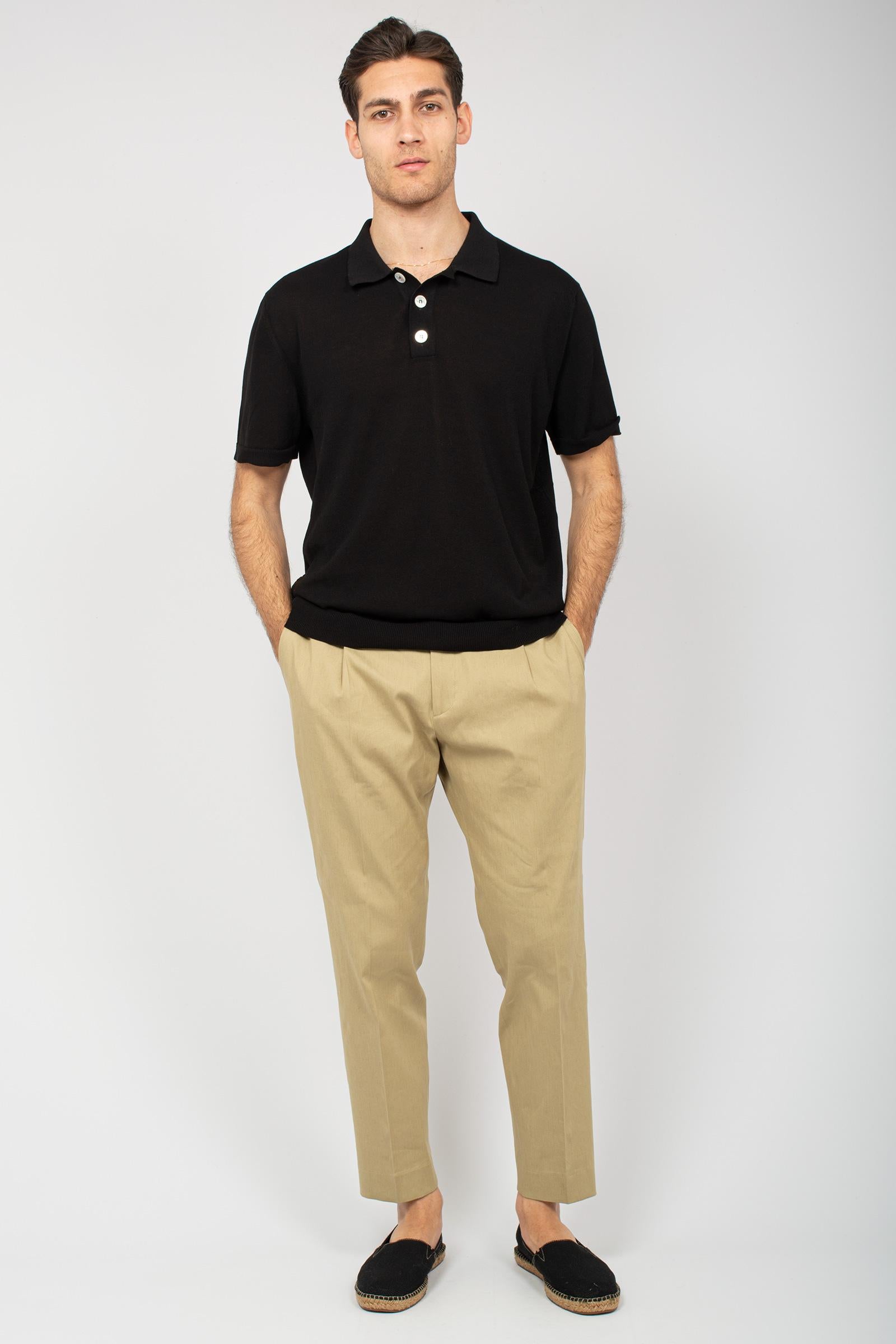 polo in filo di cotone B9D0013D NERO AMARANTO 