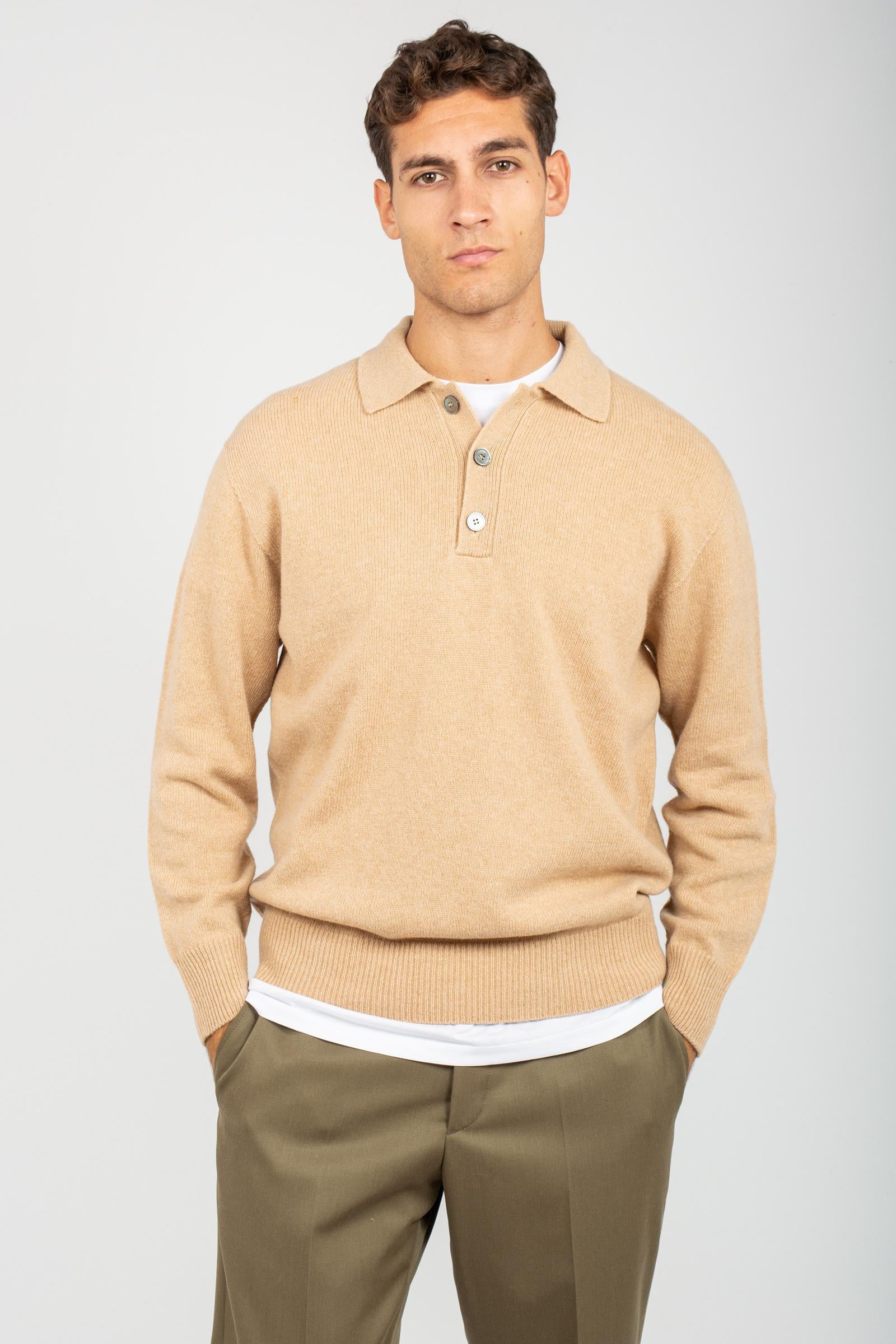 polo in lana B9F0102 BEIGE AMARANTO 