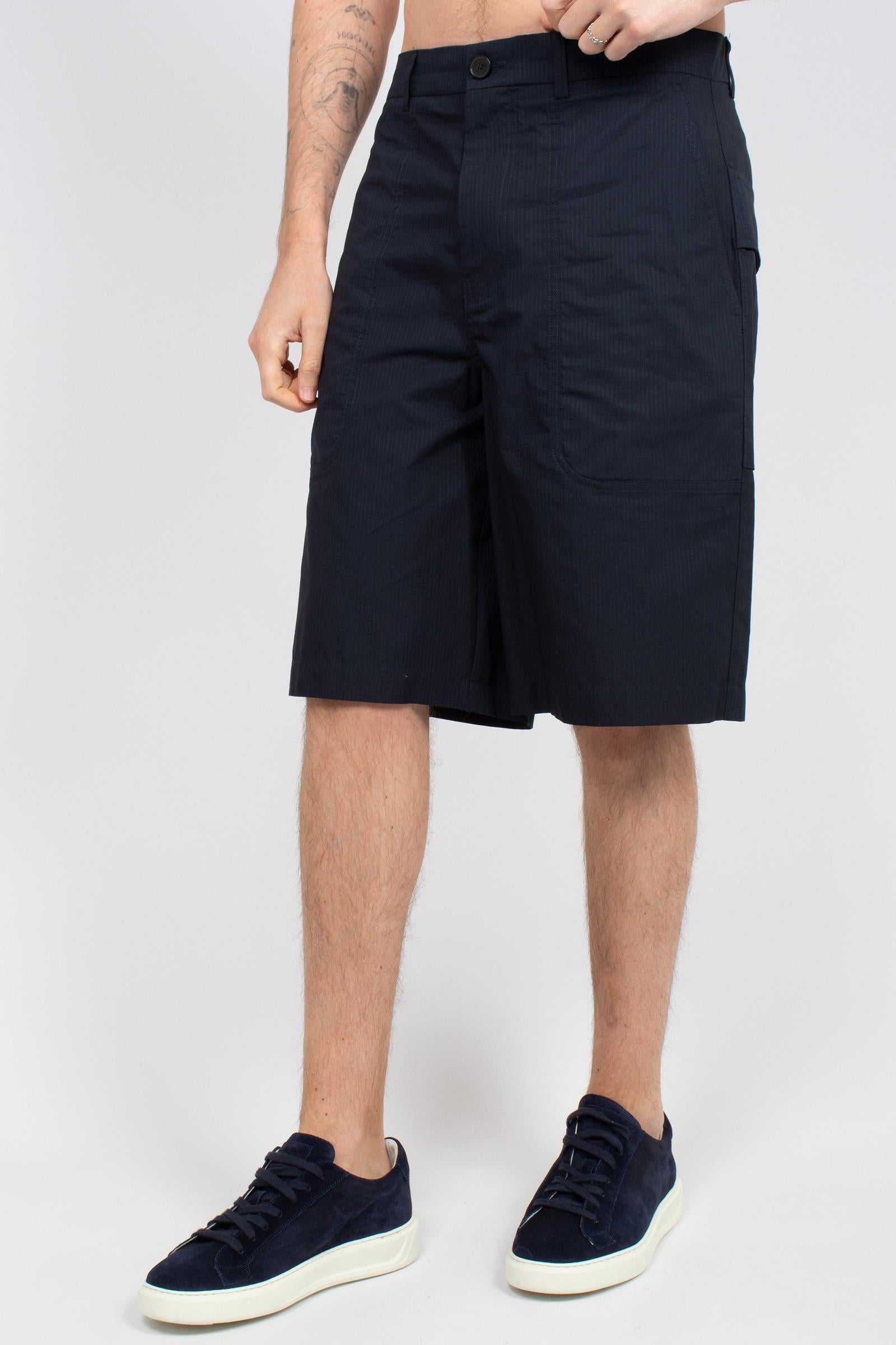 bermuda con pince in cotone B6AB0027 BLUE AMARANTO 
