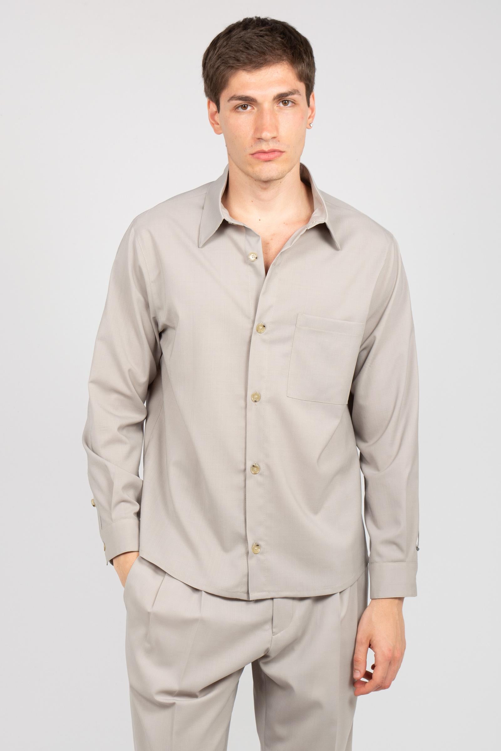 camicia in fresco lana 'blake' BLAKEMTS26 MASTICE BE ABLE 