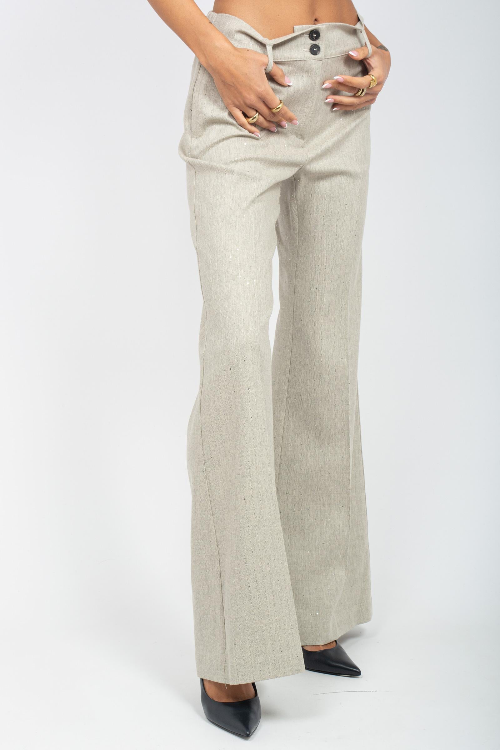 pantalone in flanella con cristalli 61833 8 D.EXTERIOR 