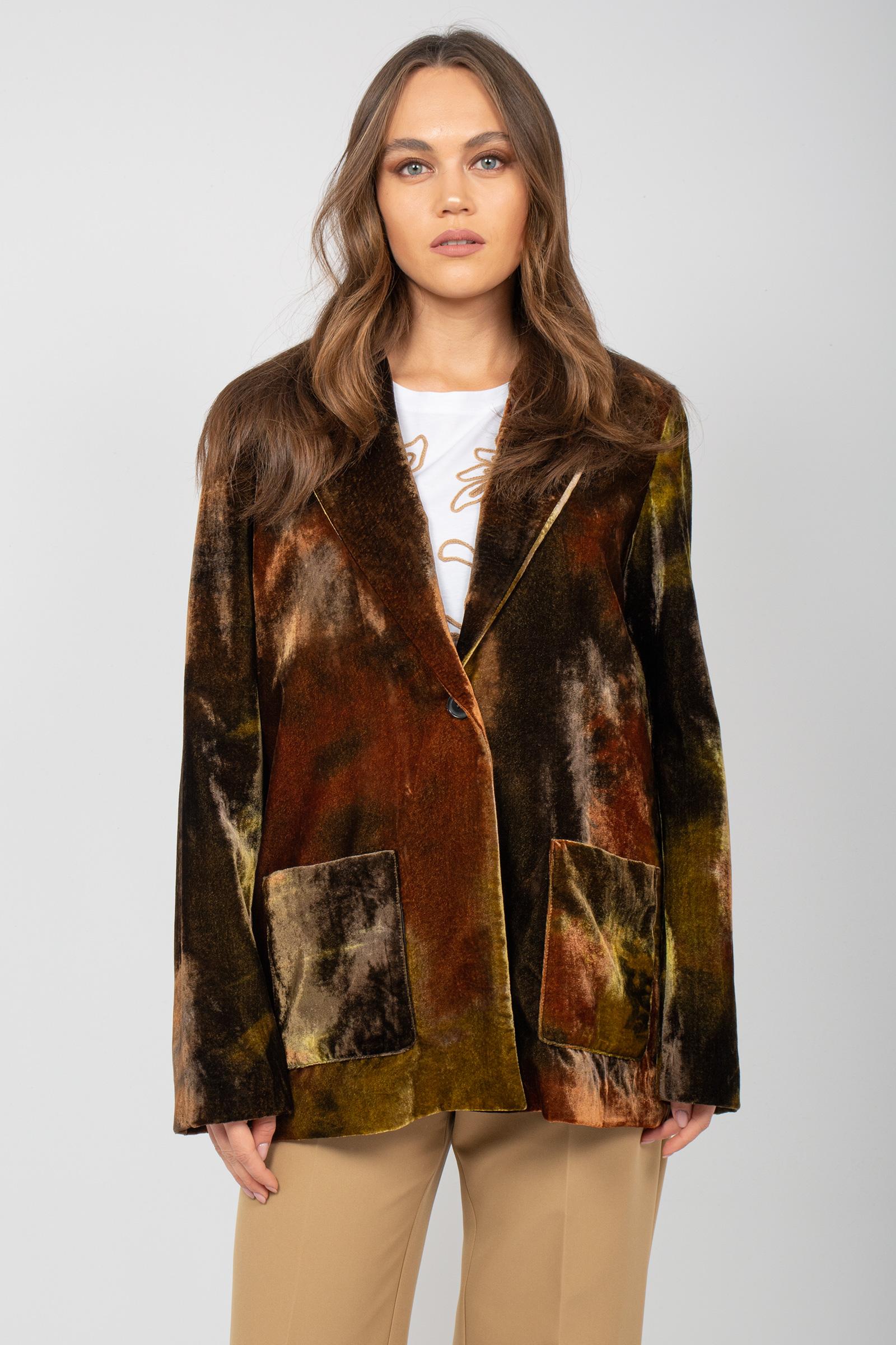 giacca in velluto stamapato 253F56011 08 ROBERTO COLLINA 