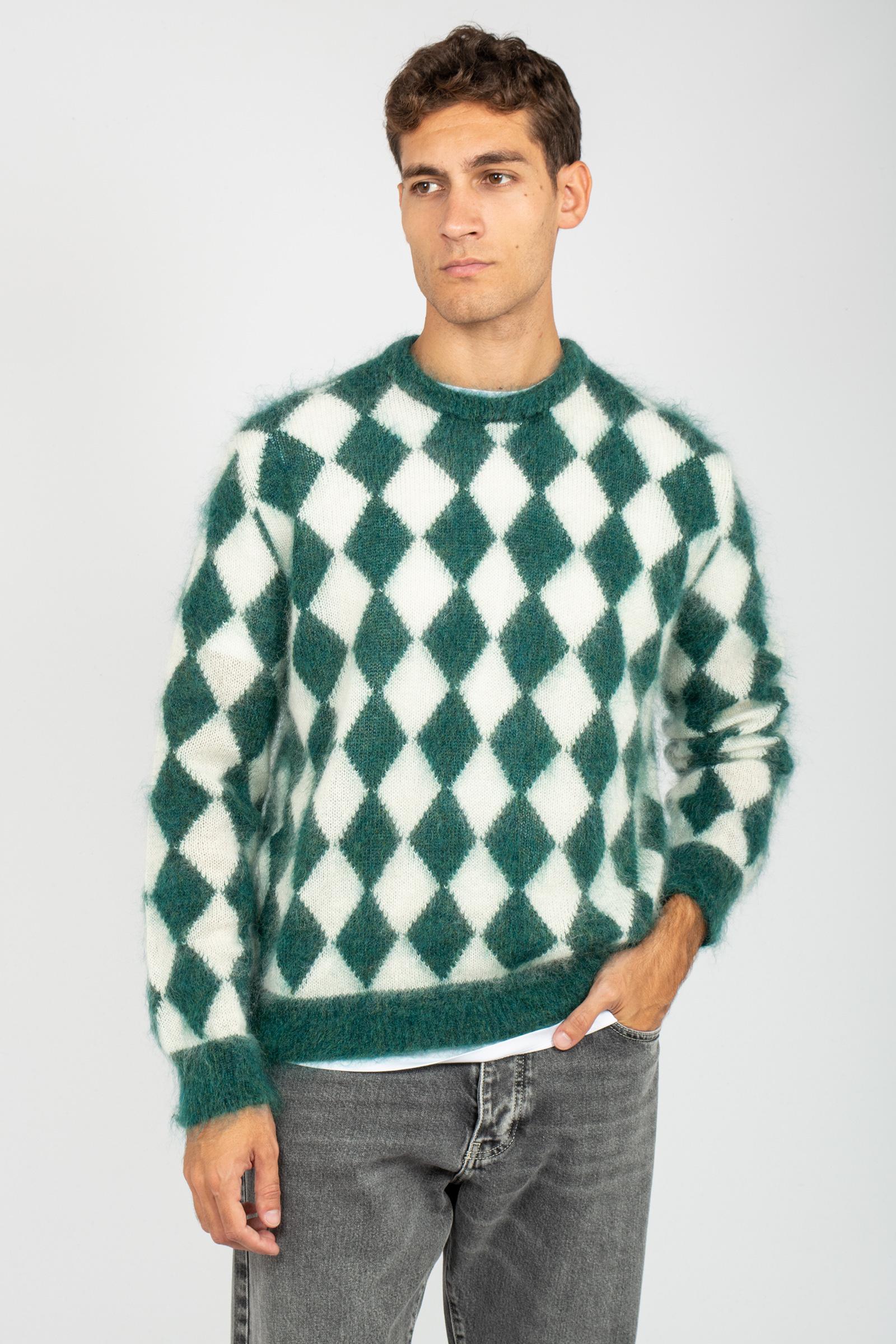 girocollo a rombi in misto mohair B9F0053 BOTTIGLIA AMARANTO 