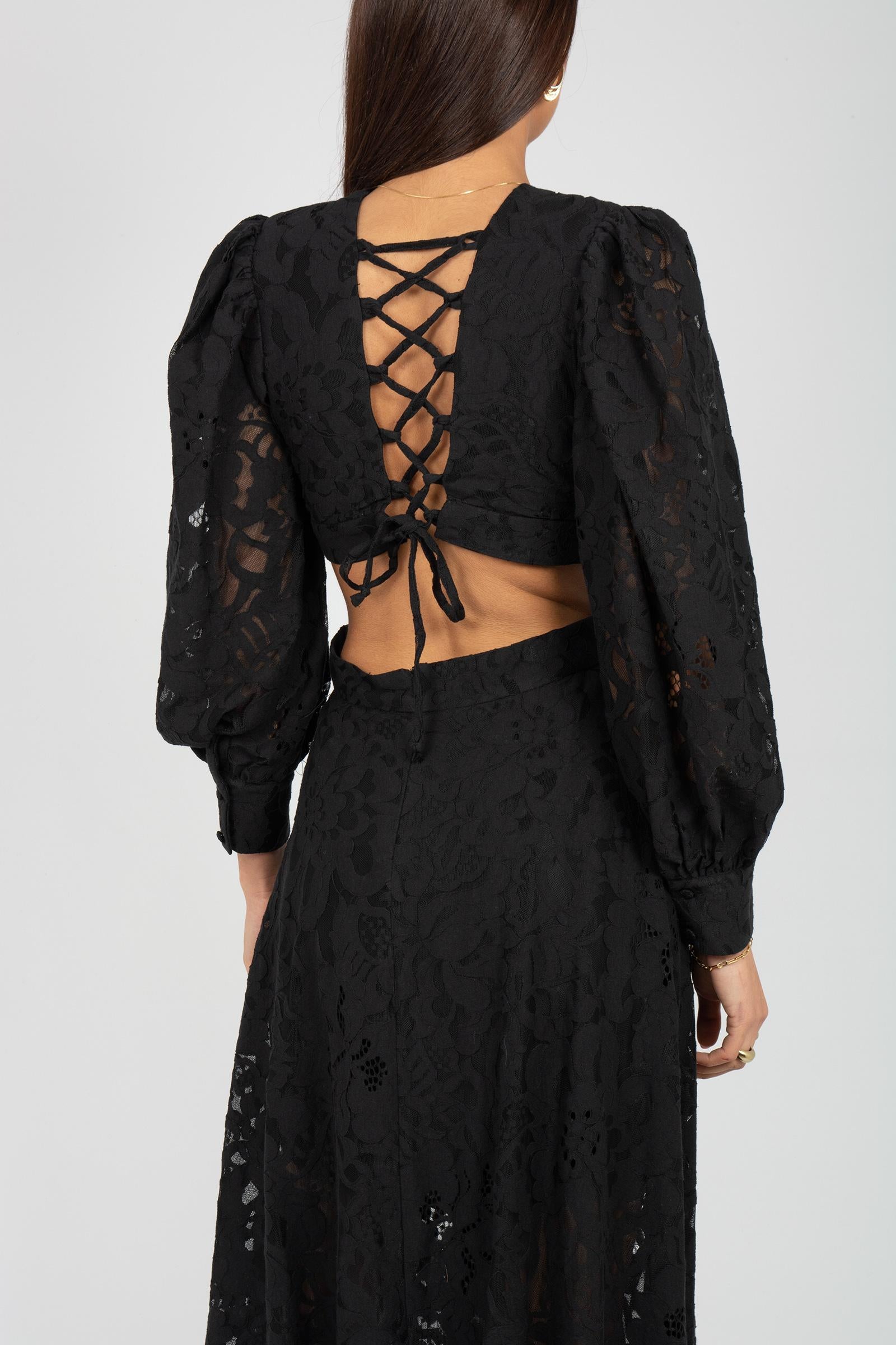 abito cut out in pizzo nero AB4129ART16201 BLACK ACTUALEE 