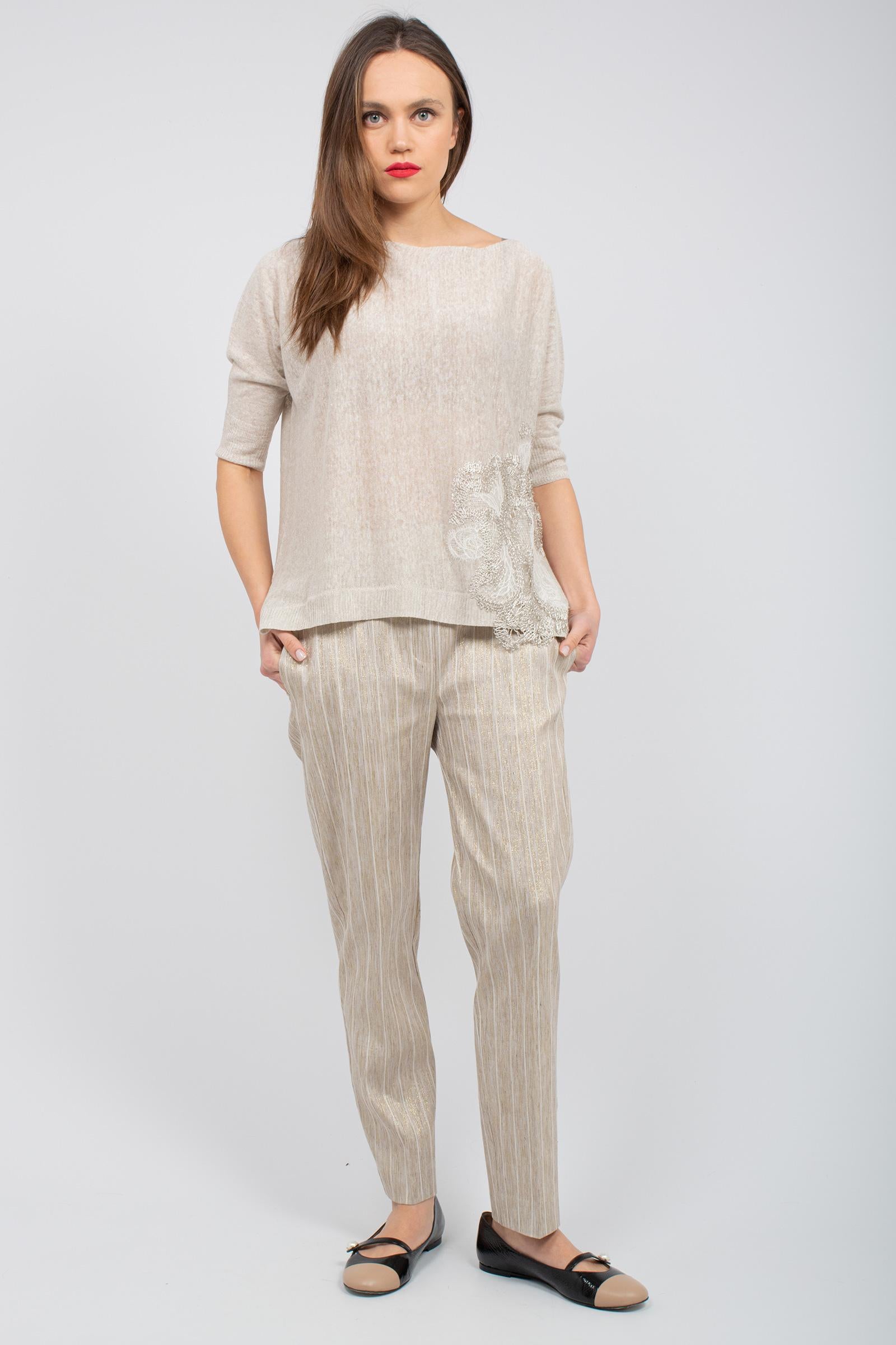 pantalone in lino gessato 60775 24 D.EXTERIOR 