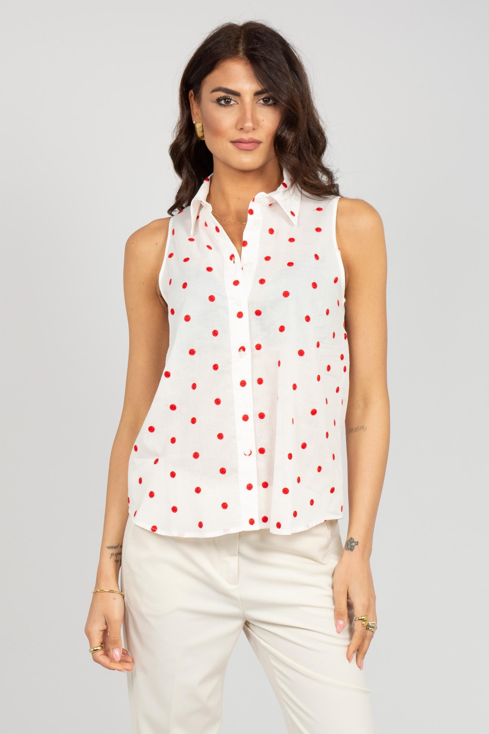 top in cotone a pois 5054R003064N 01 DIANA GALLESI 