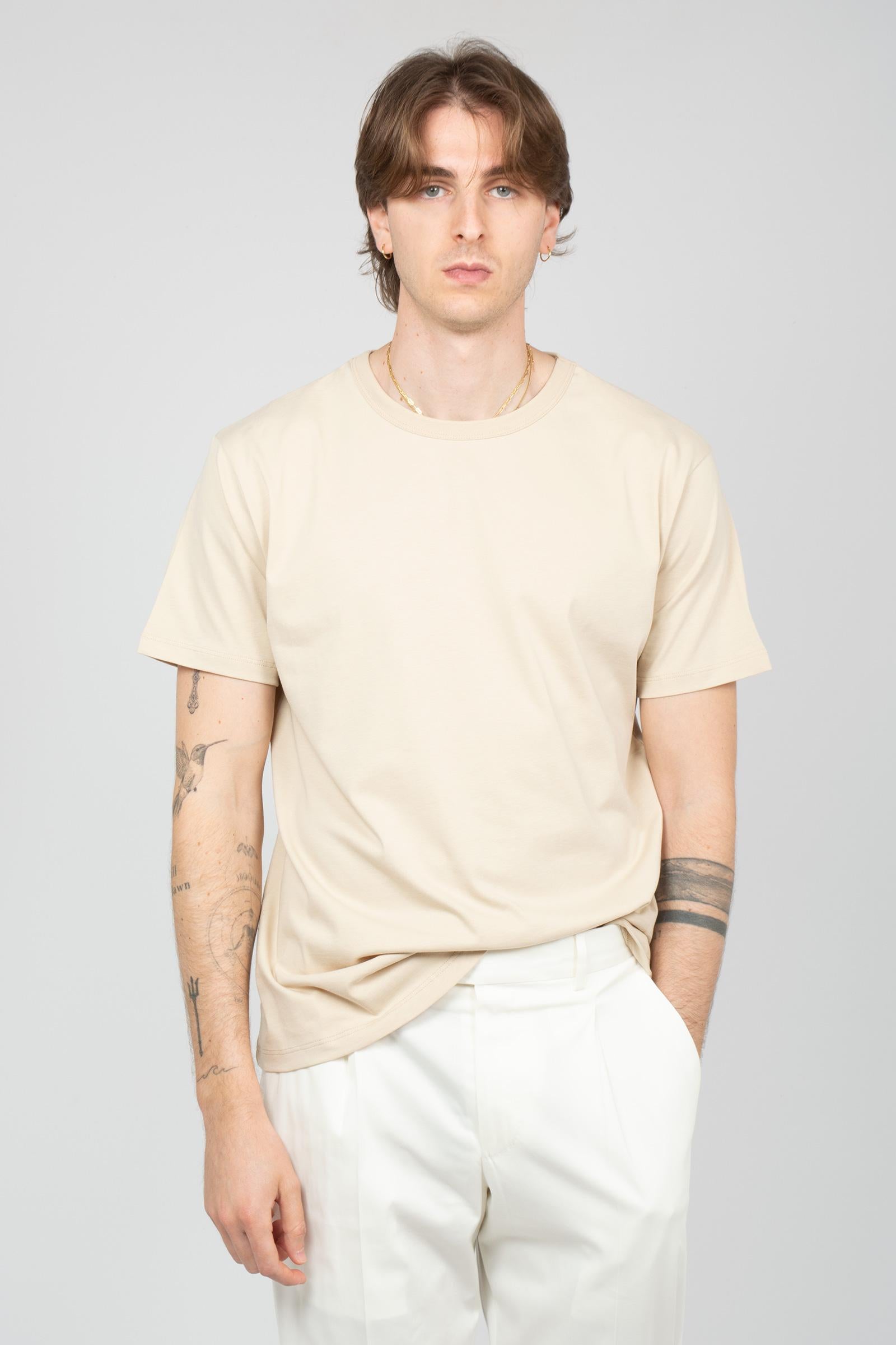 t-shirt in cotone B6AB96 BEIGE AMARANTO 