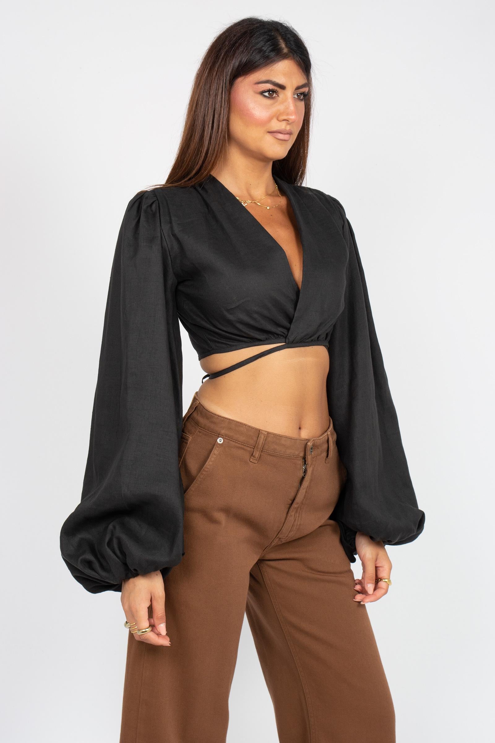 top in lino TO304ART16171 BLACK ACTUALEE 