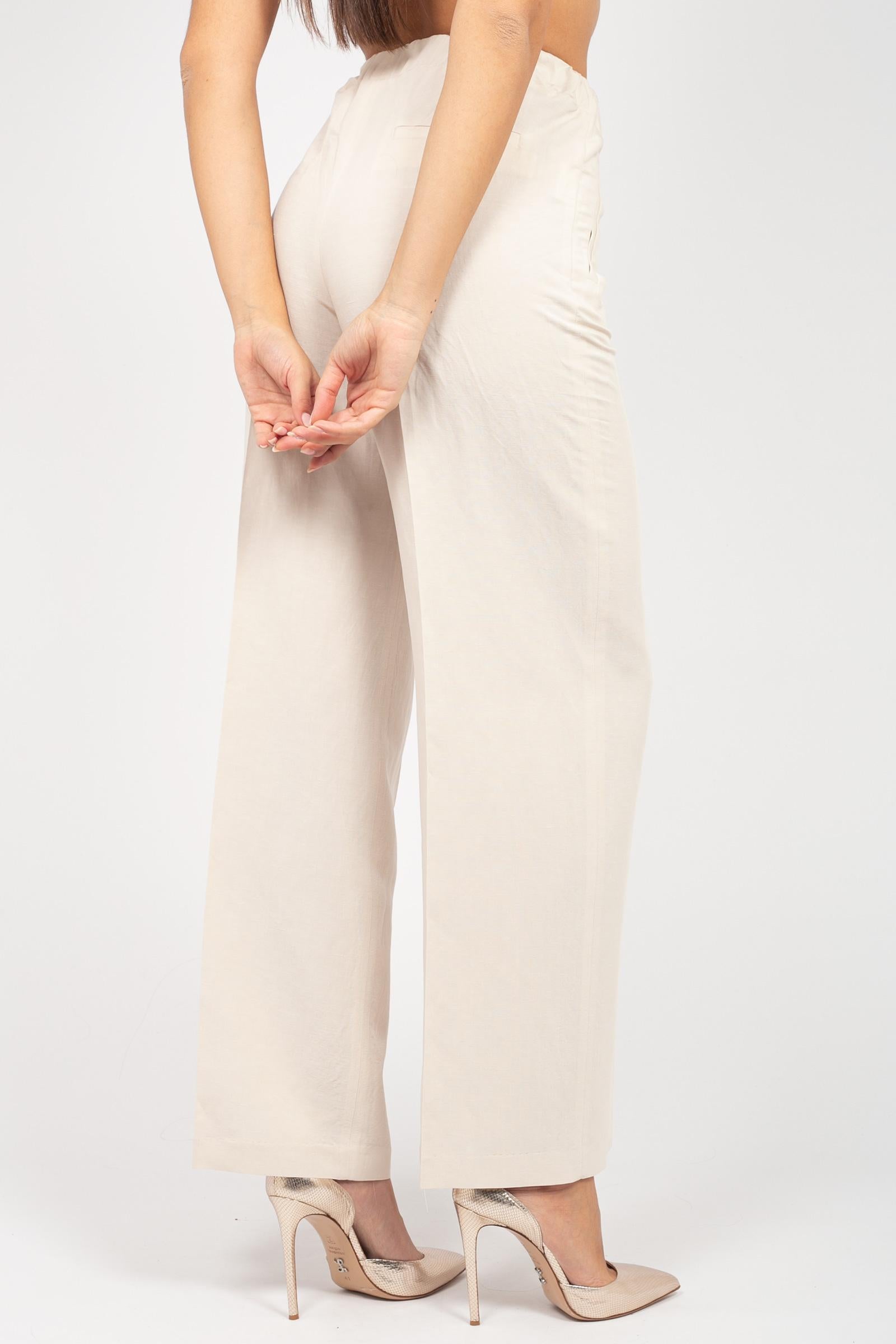 pantalone in misto lino e viscosa P827LINOVISC BEIGE SANGERMANO 