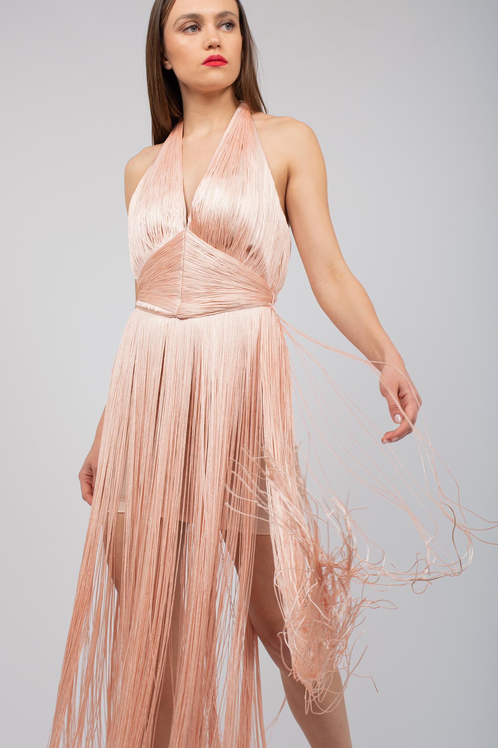 abito con frange all over 'sahara' RO057 BLUSH ROSANNA OCAMPO 
