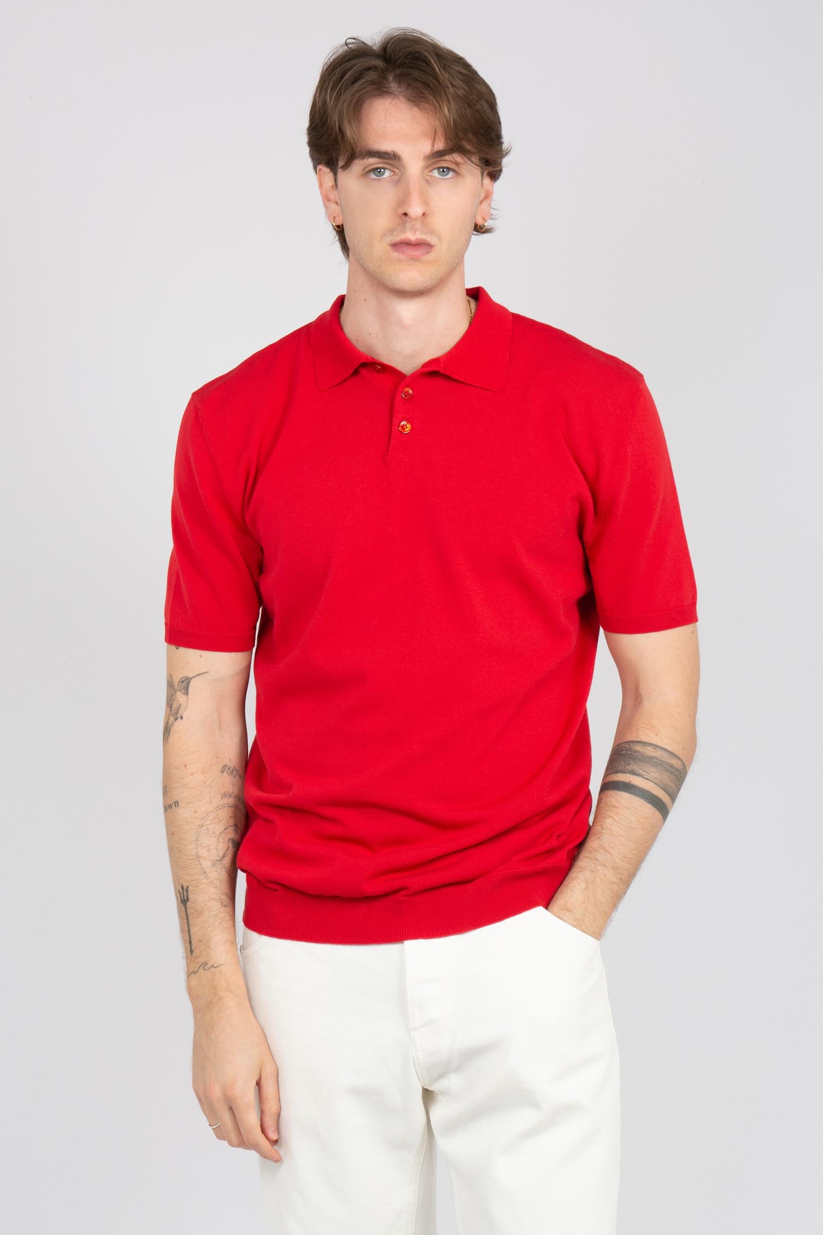 polo in cotone B9AB0051 ROSSO AMARANTO 