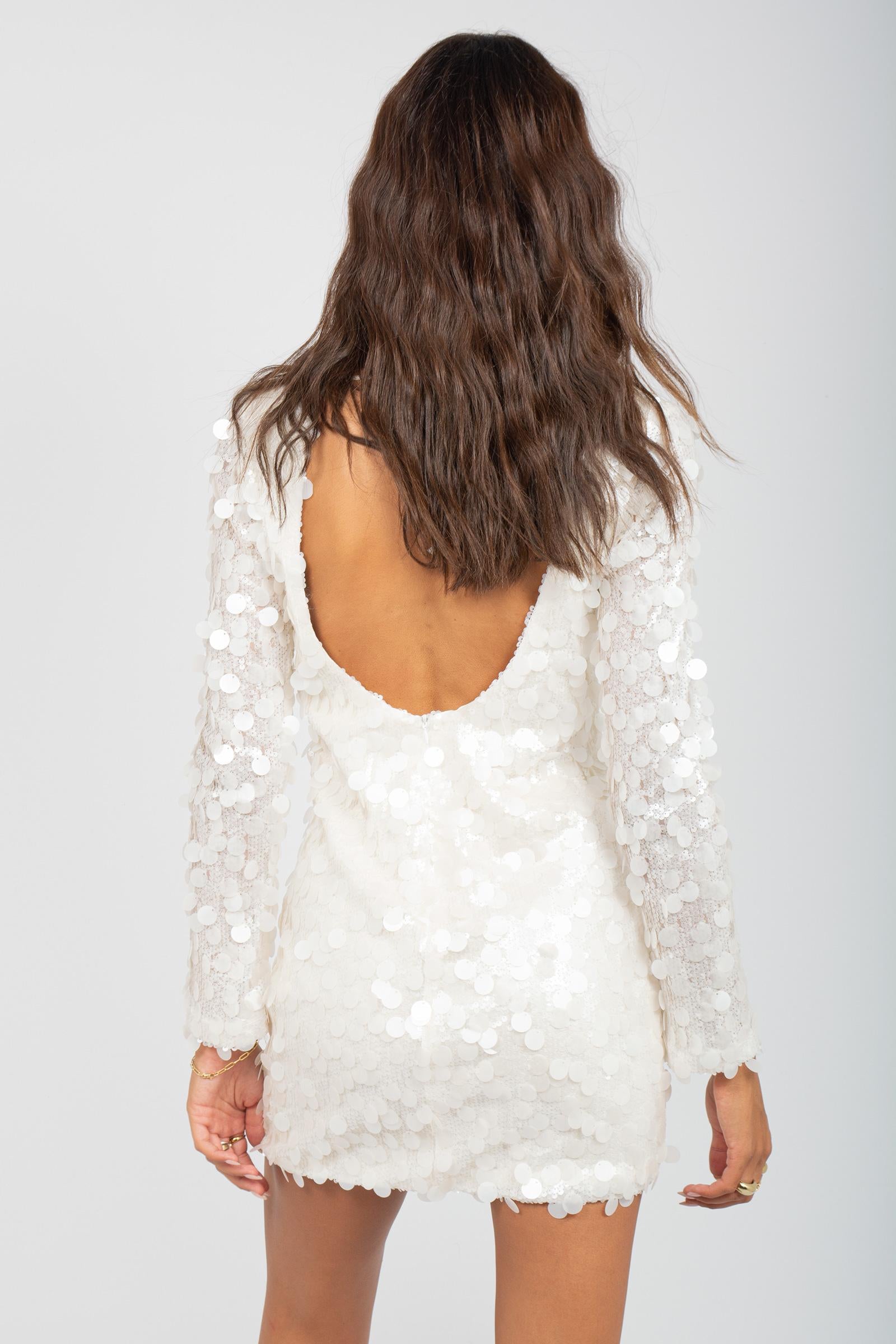 abito corto pailettes all over AB4053ART15145 WHITE ACTUALEE 