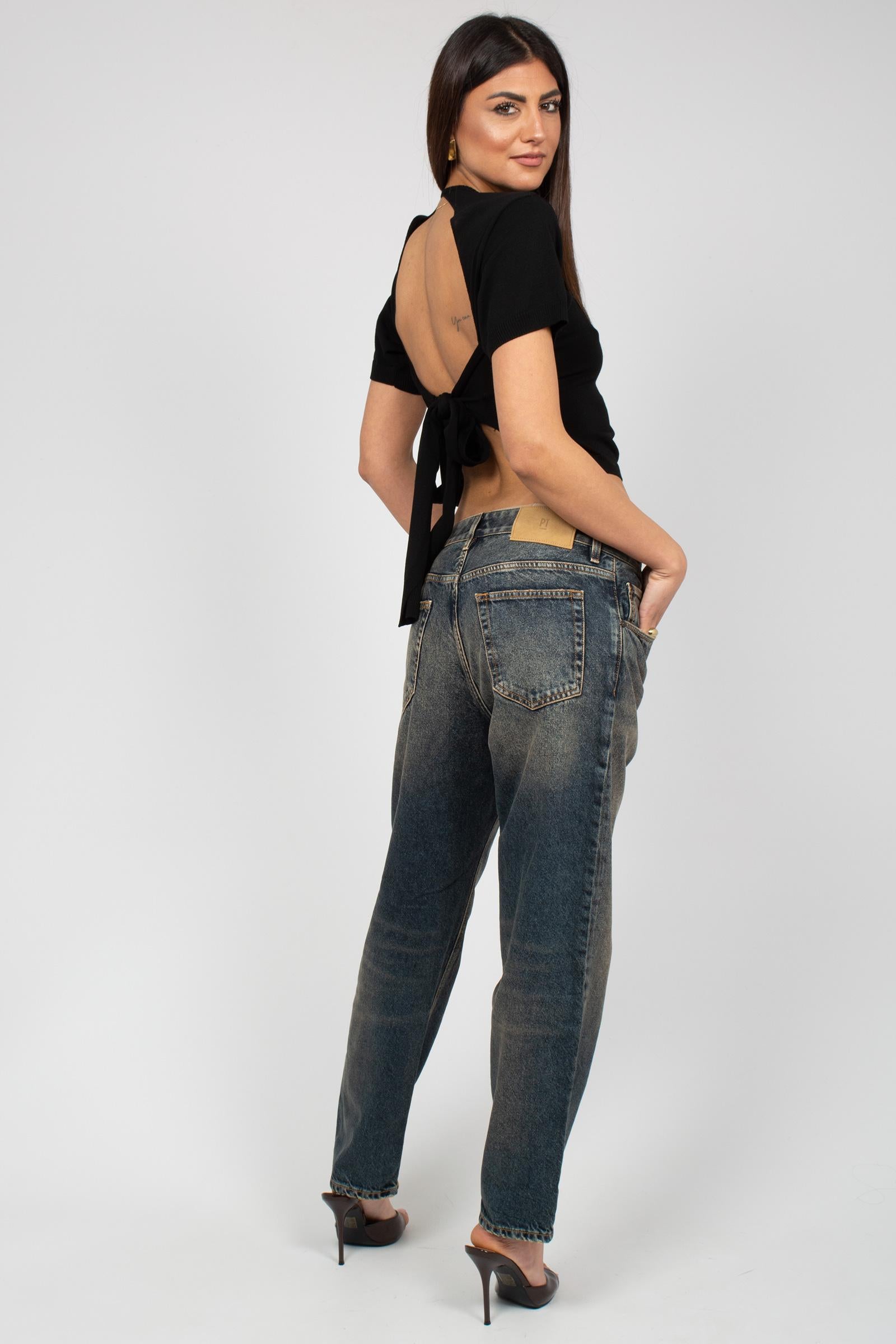 girocollo in filo di cotone M3AB0012 BLACK SOLOTRE 
