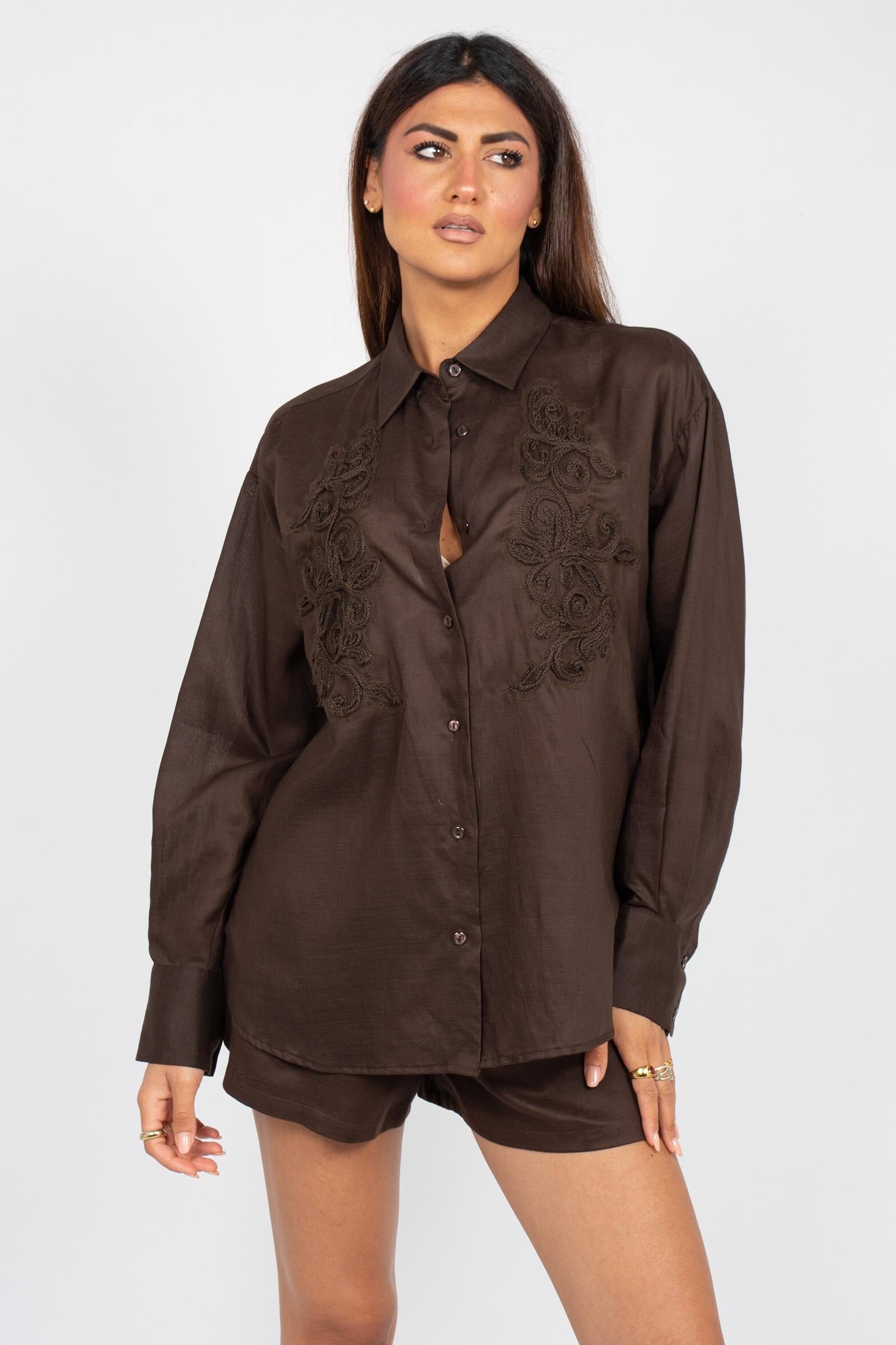 camicia in lino con ricamo D48EK029E37 146 ERMANNO - ERMANNO SCERVINO 