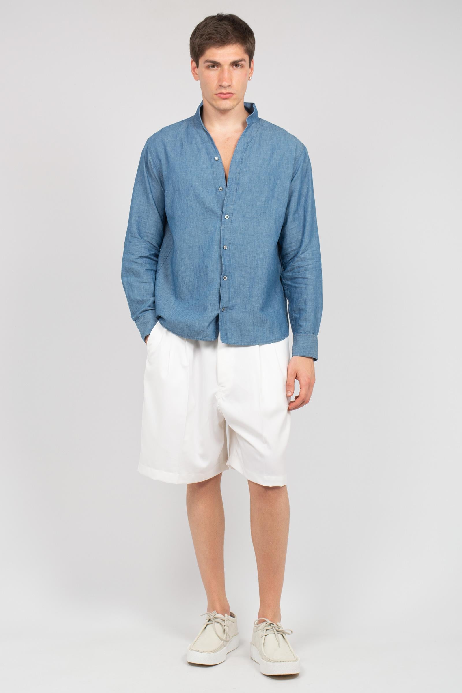 camicia collo koreano in lino DS554SM1 750 DRUMOHR 