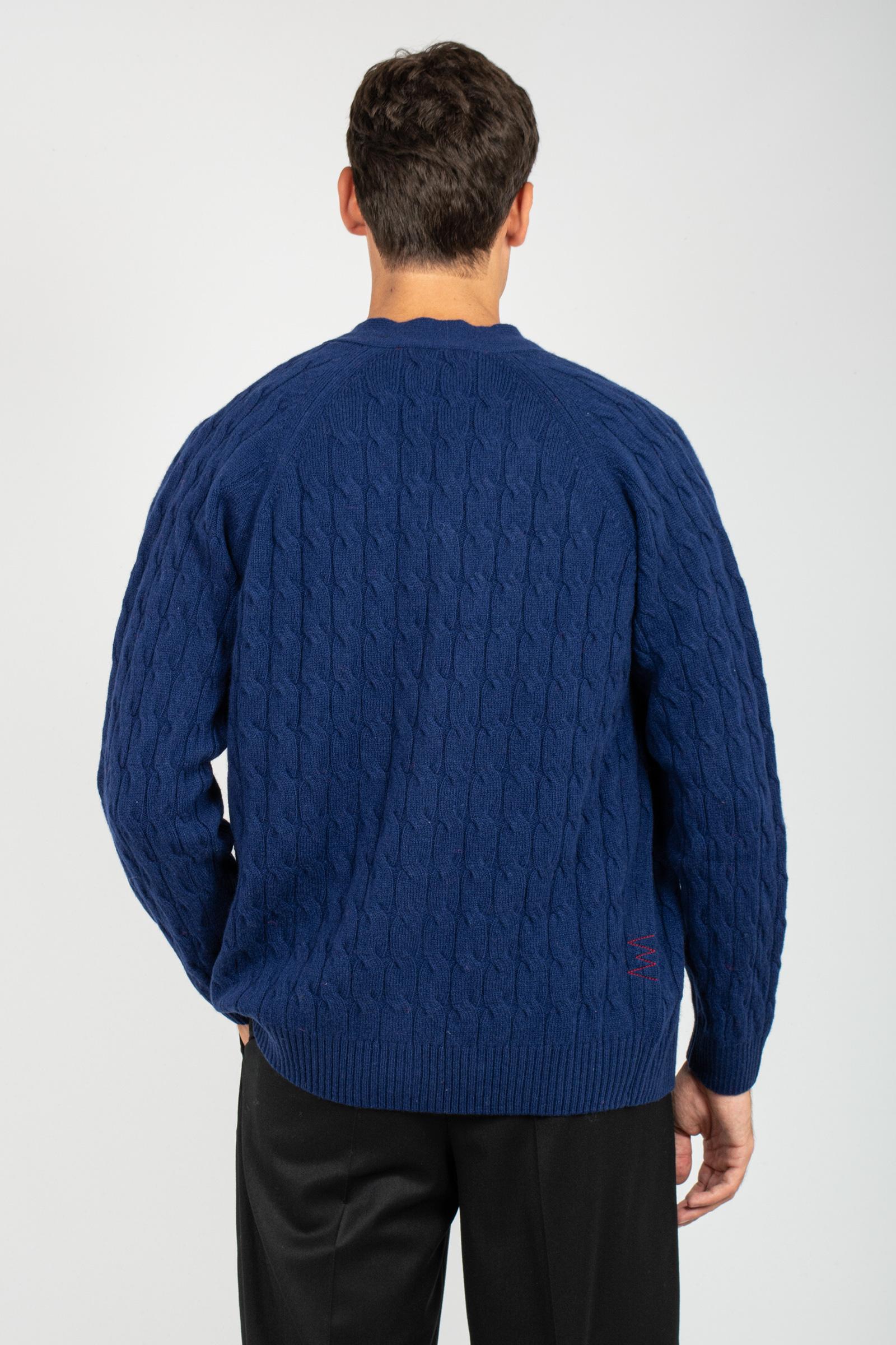 cardigan a trecce in lana B9F0106 MARINA AMARANTO 