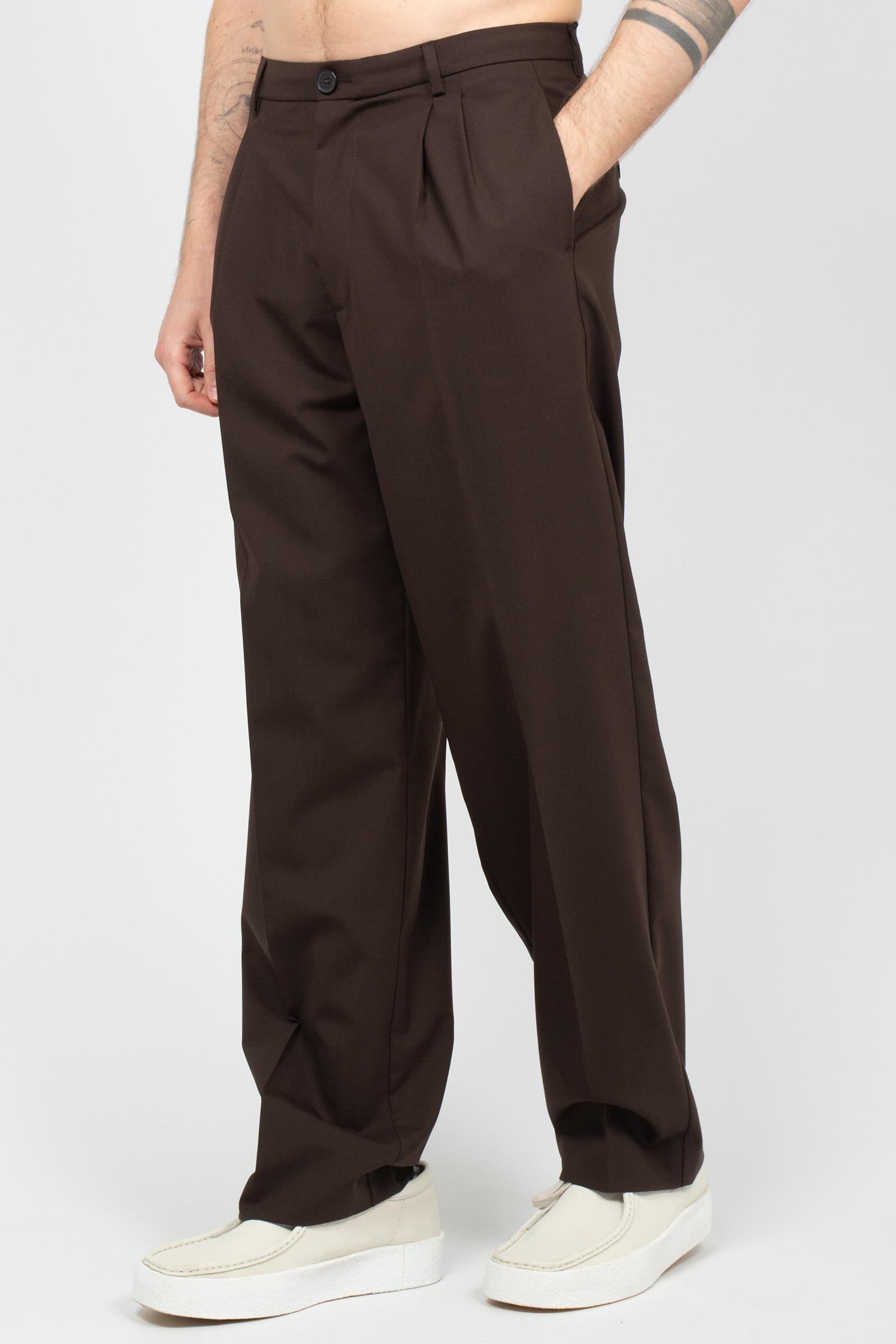 pantalone in misto lana B6AB0041 MORO AMARANTO 