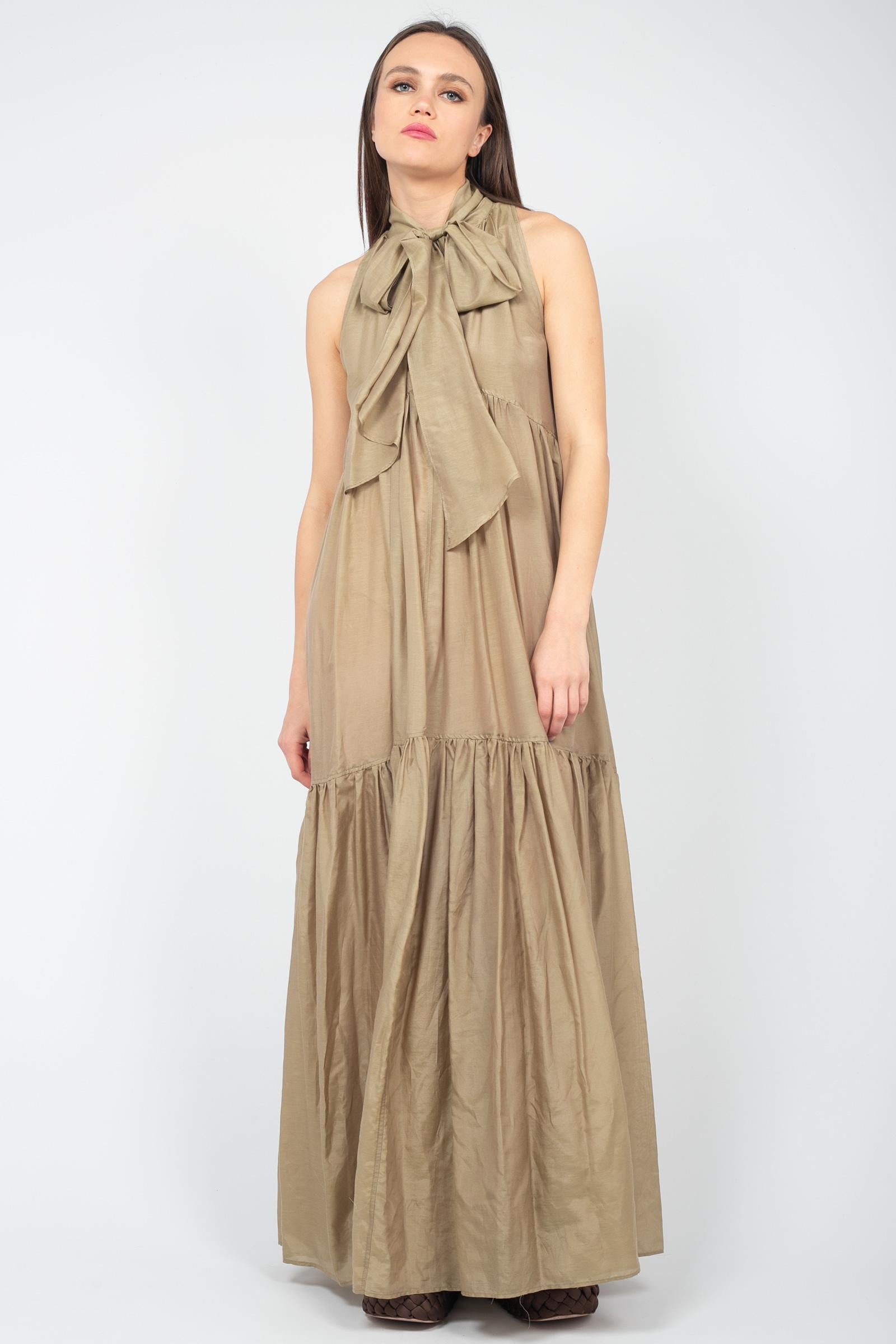 abito lungo in cotone e seta &#39;tonia&#39; S5SI36 R94 SEMICOUTURE 