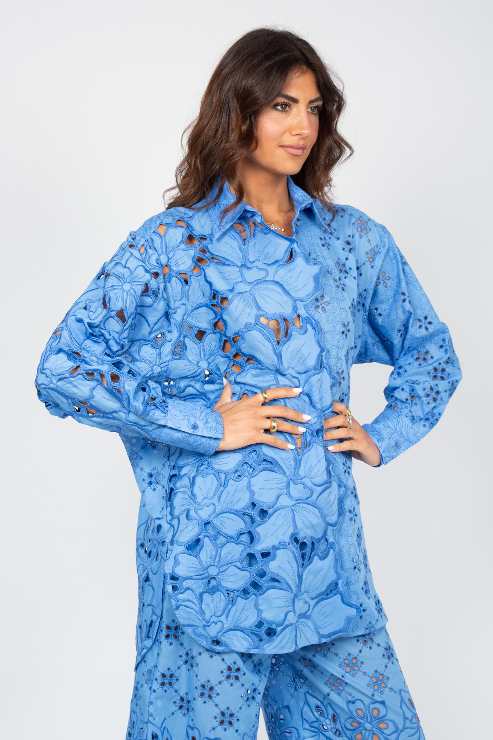 camicia in cotone e macrame D484K605QYD 74037 ERMANNO SCERVINO LIFE 