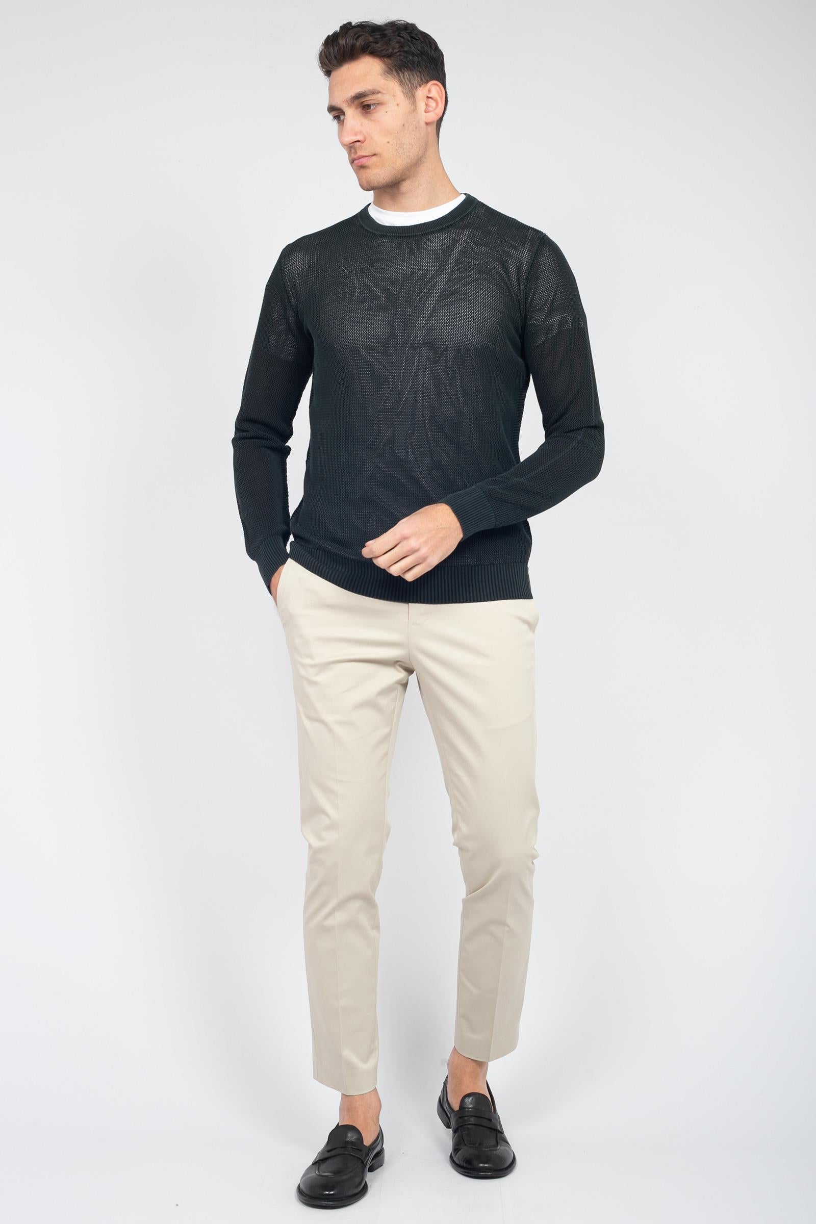 Girocollo in cotone effetto rete RB12101 09 ROBERTO COLLINA 