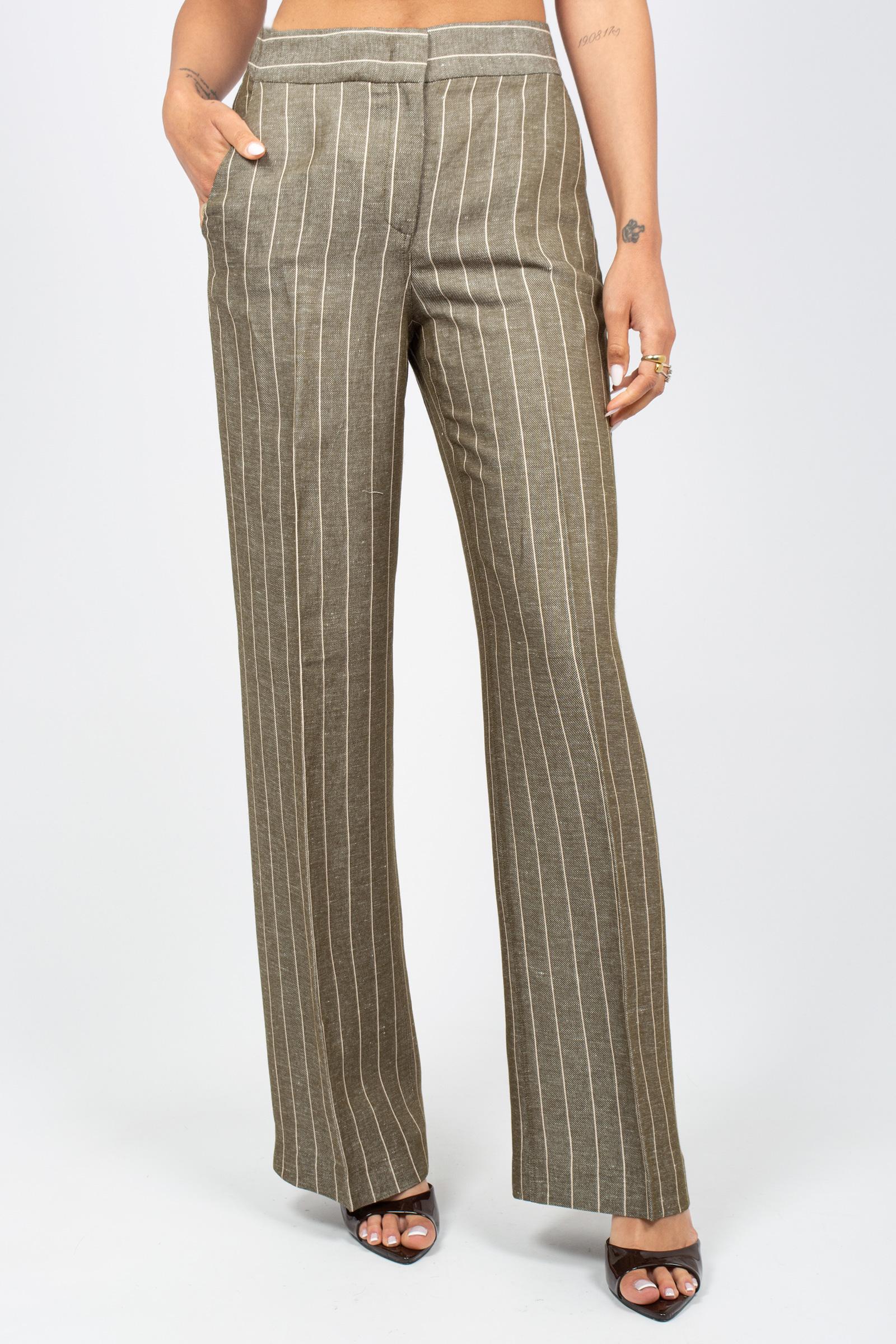 pantalone in lino e viscosa P26M976MF KAKISABBIA VIA MASINI 80 