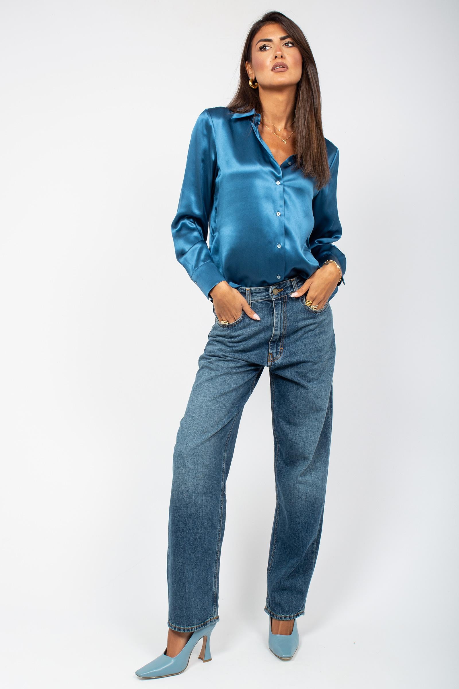 denim in cotone fermo &#39;patty&#39; SVW02413D0008 MIDBLU SIVIGLIA 