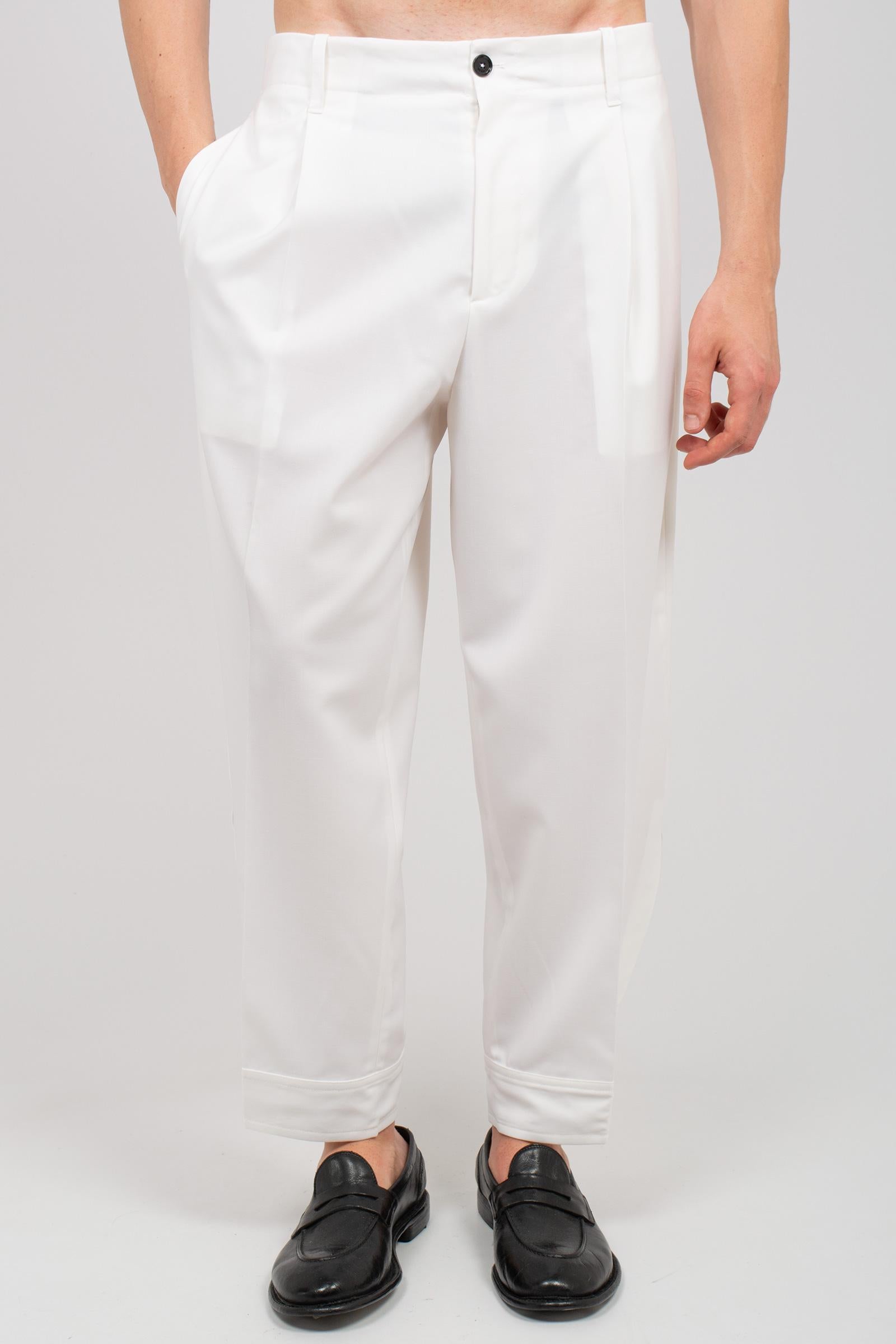 pantalone con bottoni sul fondo 'peter' PETERSMPS26 BIANCO BE ABLE 