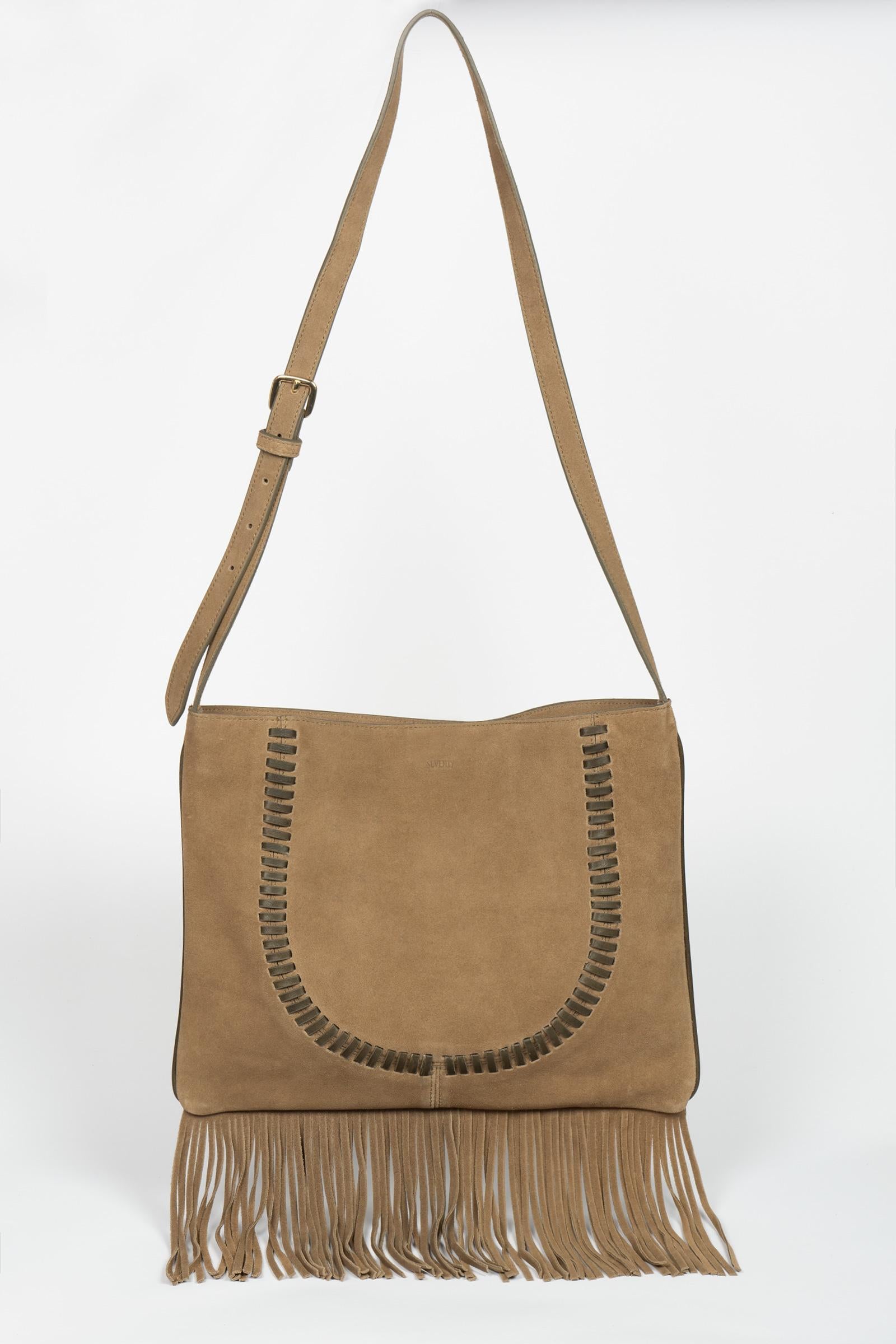 borsa a spalla con frange in suede BO0424100410 873 SEVENTY 