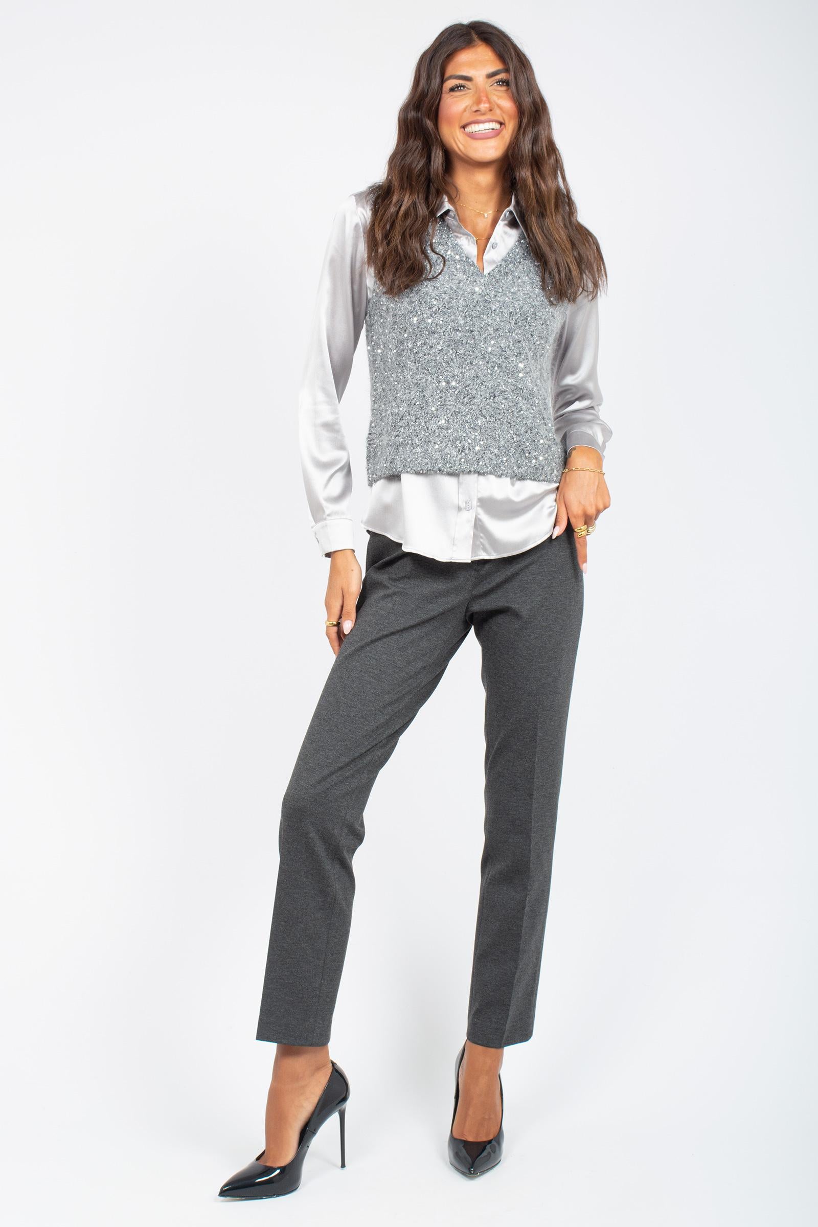 gilet con pailettes 255M4005 028 MAIDA MILA 