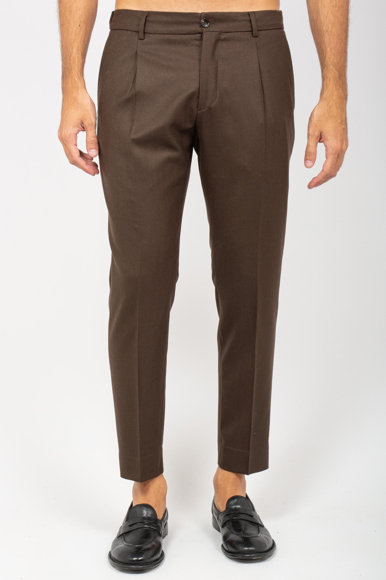 pantalone con coulisse in lana vergine 'riccardo' RICCARDOCCWFS CASTAGNA BE ABLE 