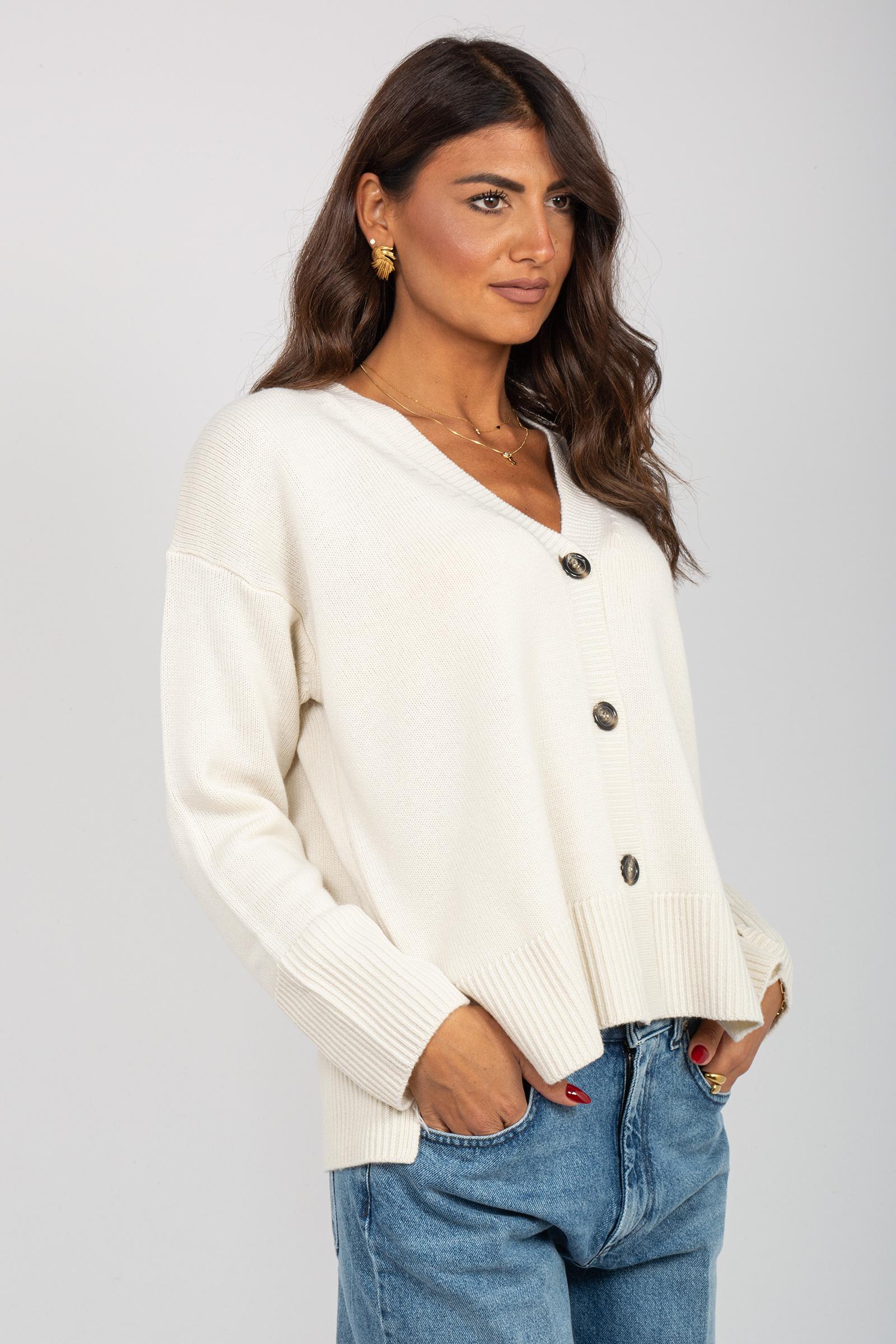 cardigan in lana M3F0099 PANNA SOLOTRE 