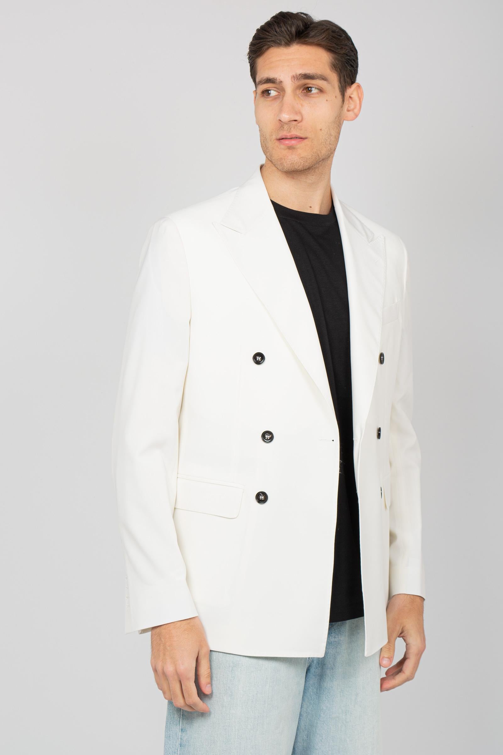 giacca doppio petto in fresco lana DANWET BIANCO BE ABLE 