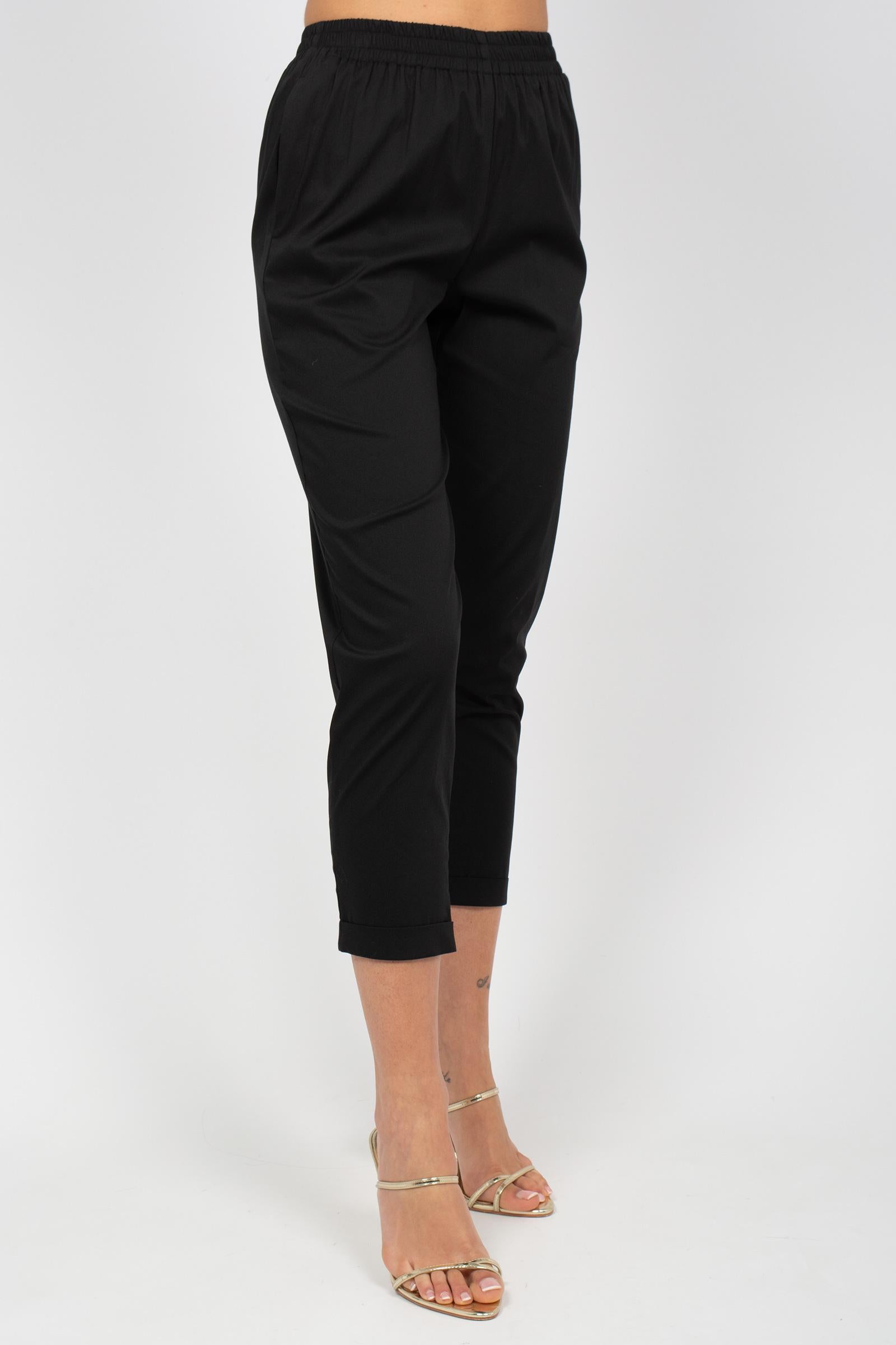 jogger in popeline di cotone M1AB0087 BLACK SOLOTRE 