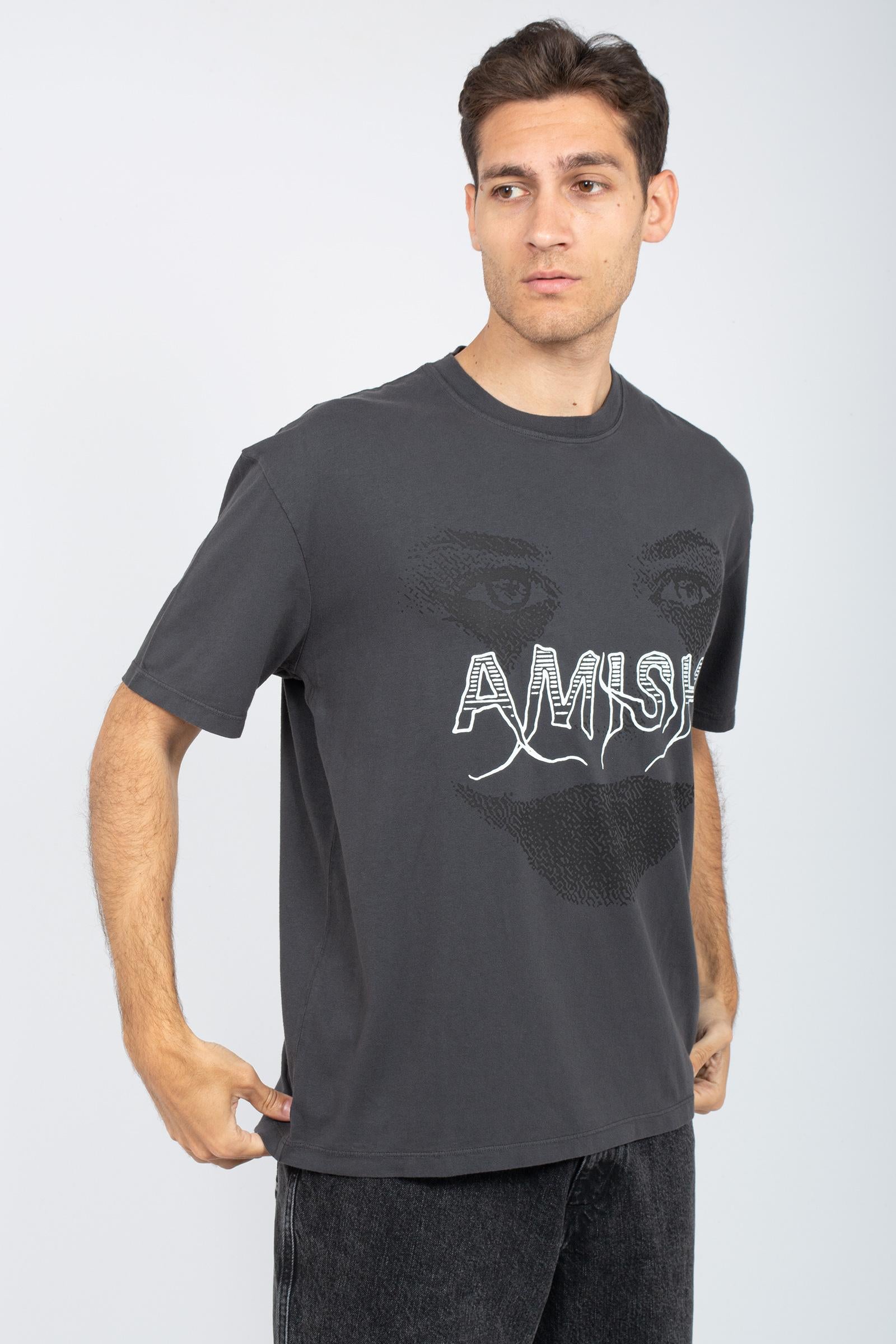 t-shirt in cotone con stampa AMU037CL150304 C0073 AMISH 
