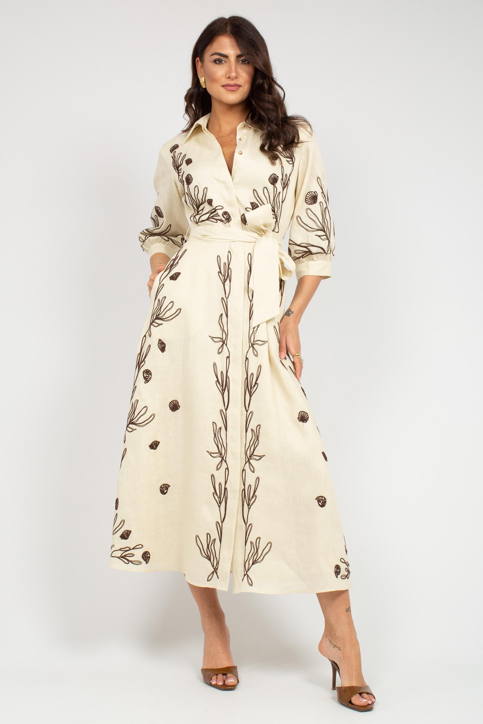 abito in lino ricamato 'banda' BANDA 003 MARELLA 