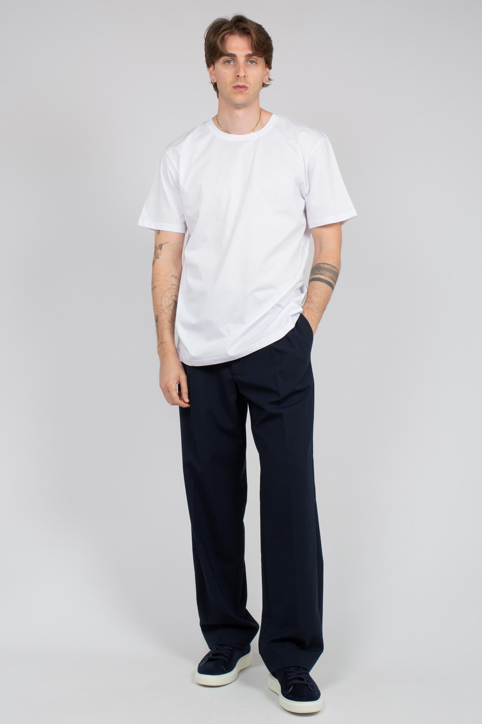 pantalone in misto lana B6AB0041 BLUE AMARANTO 