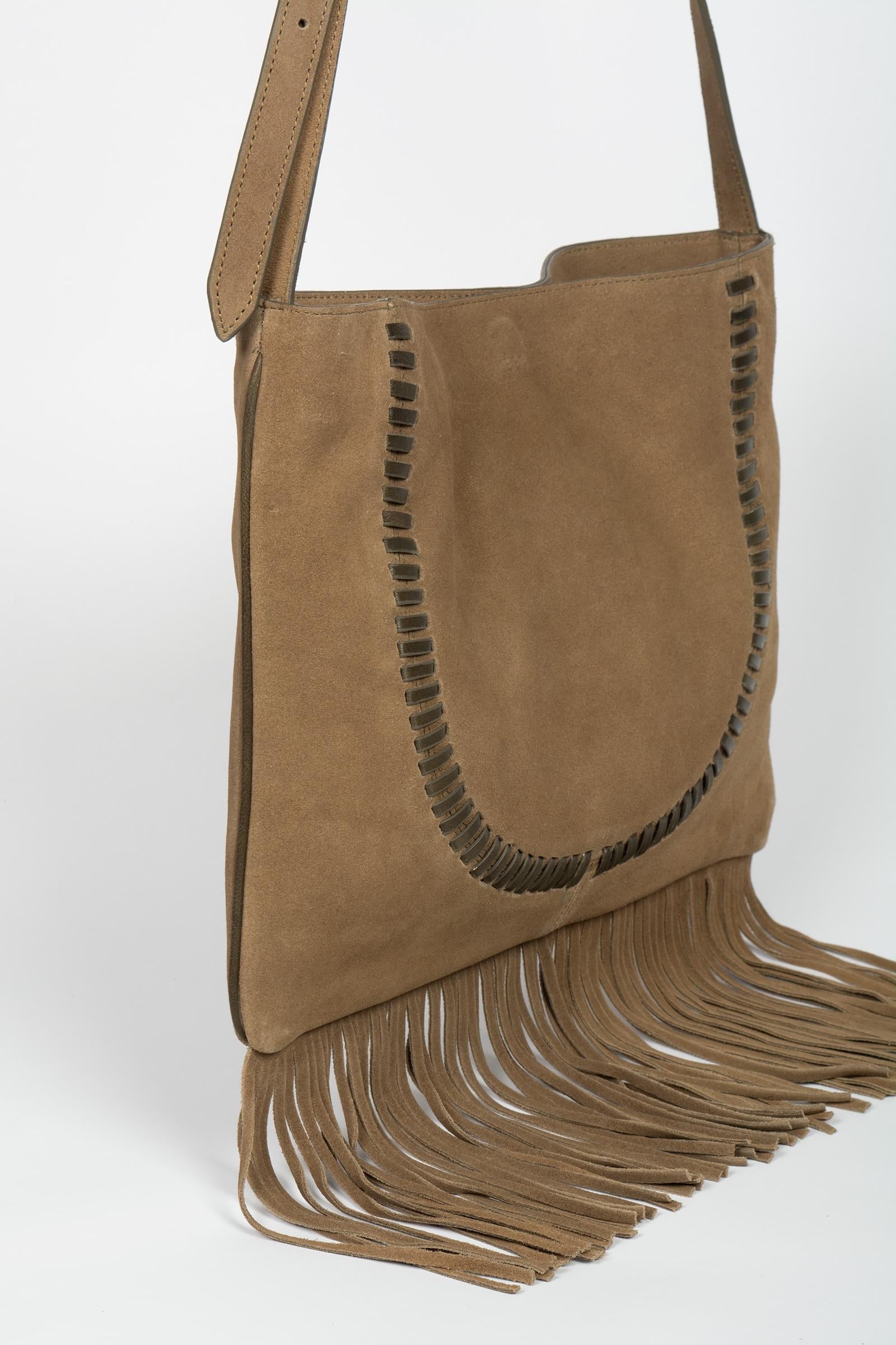 borsa a spalla con frange in suede BO0424100410 873 SEVENTY 