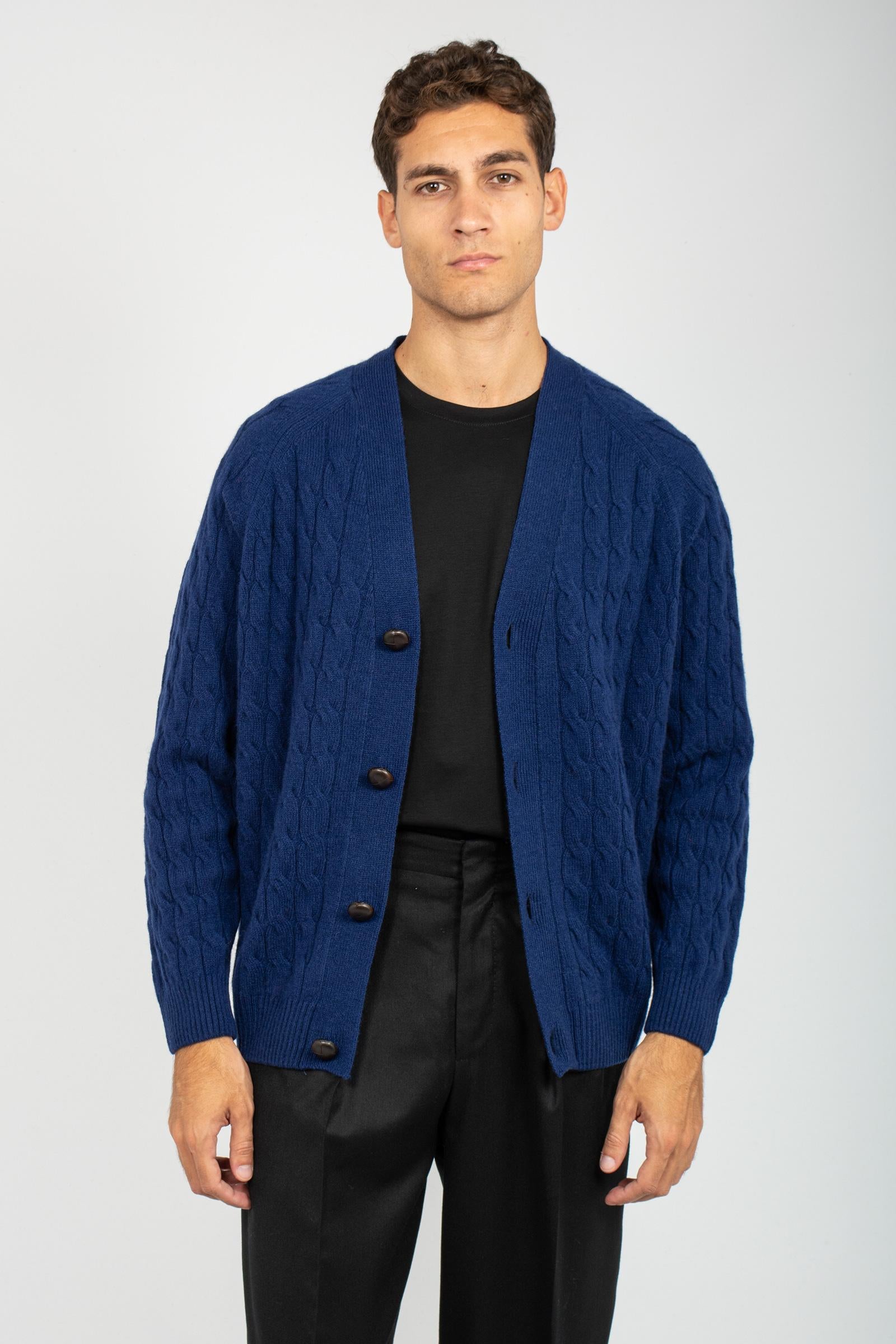 cardigan a trecce in lana B9F0106 MARINA AMARANTO 